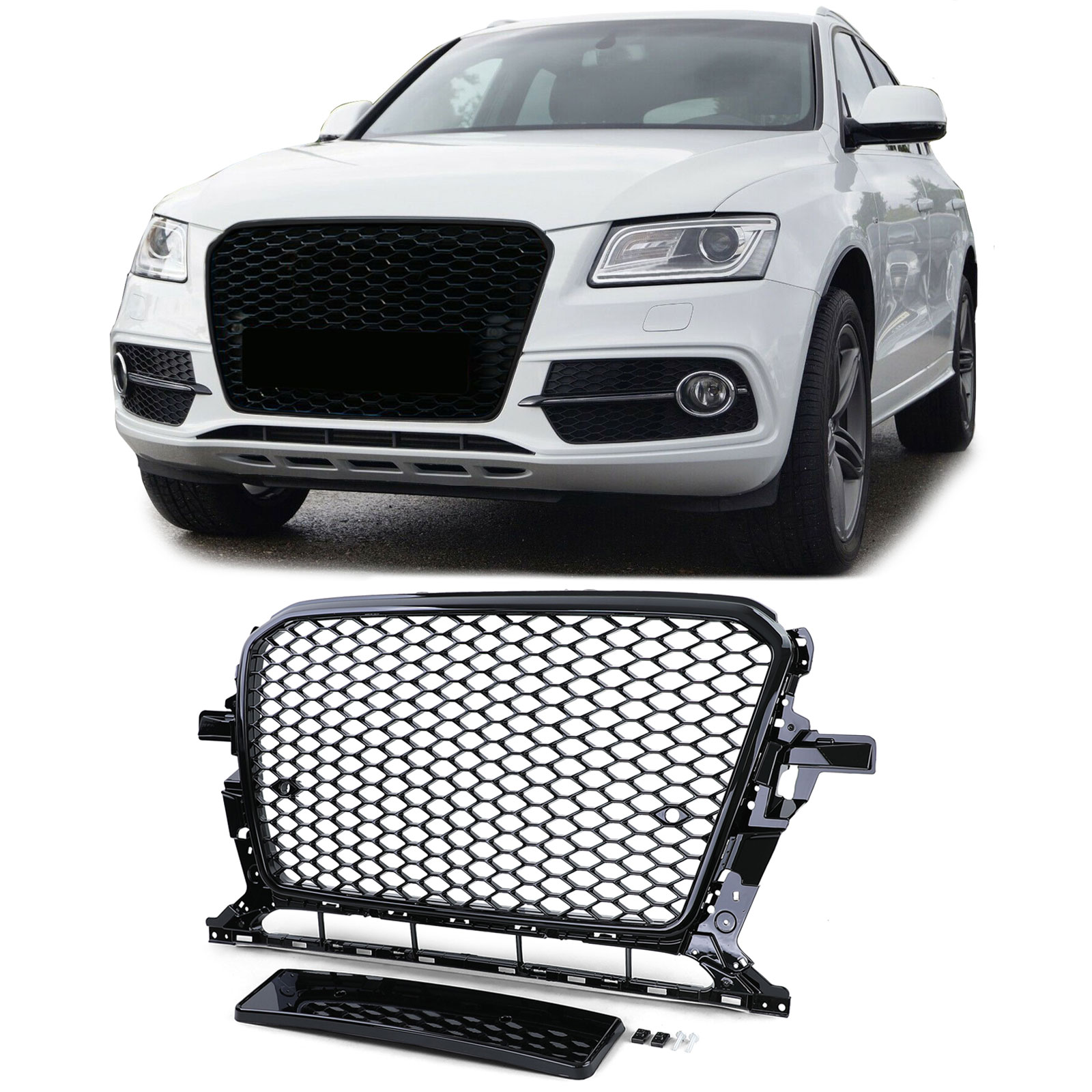 Kühlergrill Sportgrill Wabengrill Grill Schwarz Glanz für Audi Q5 8R ab 2012-2016
