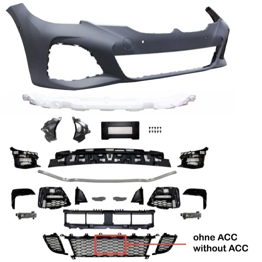 Front Stoßstange (Sport Paket) SET im JMT Look inklusive Gitter + Nebelscheinwerfer für BMW 3er G20 ab 2019-