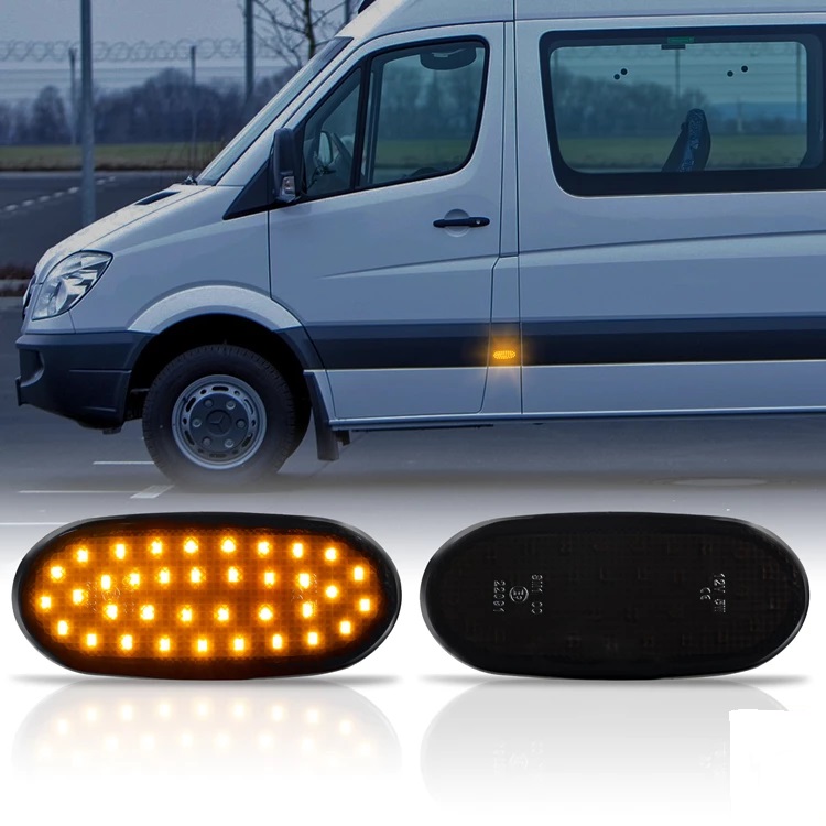 2x LED Seitenmarkierungsleuchten Seitenmarkierungs Leuchten Seitenbegrenzungsleuchten in Schwarz Smoke SET für Mercedes Spinter W906 / VW Crafter 2E