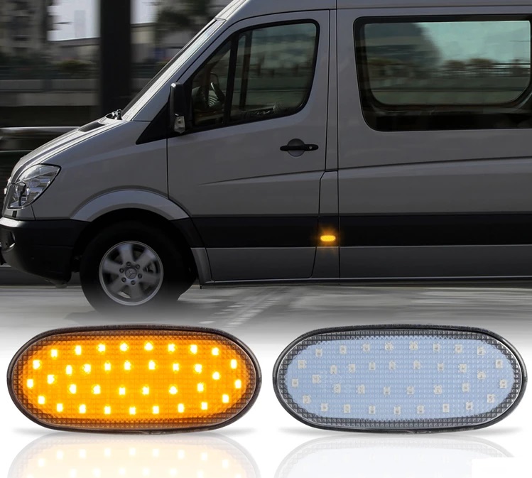 2x LED Seitenmarkierungsleuchten Seitenmarkierungs Leuchten Seitenbegrenzungsleuchten in Klarglas SET für Mercedes Sprinter W907 / W910 ab 2018-