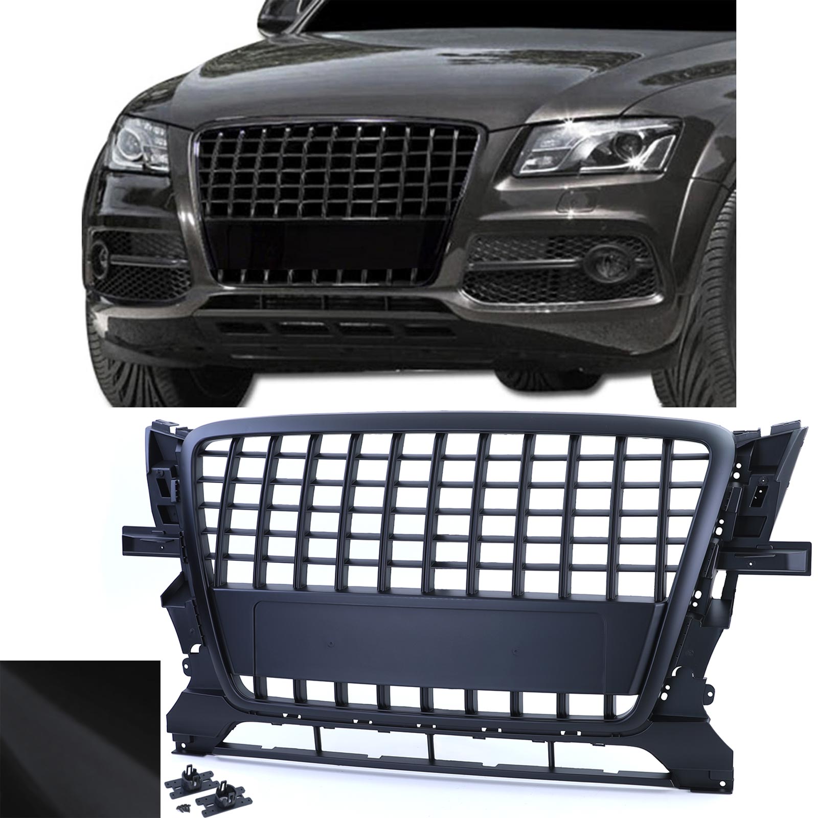Kühlergrill Sportgrill Wabengrill Grill Schwarz Matt für Audi Q5 8R ab 2008-2012