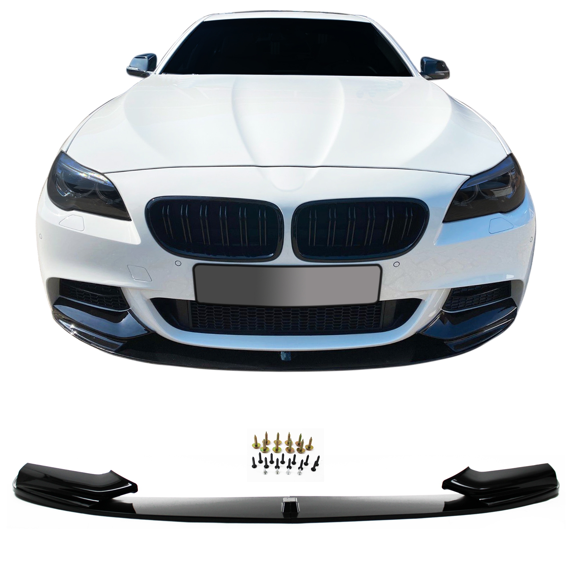 Frontspoiler Spoiler Lippe Stoßstange Schwarz Glanz für BMW 5er F10 10/2010-06.2013 / F11 ab 04/2010- (nur für M-Paket)