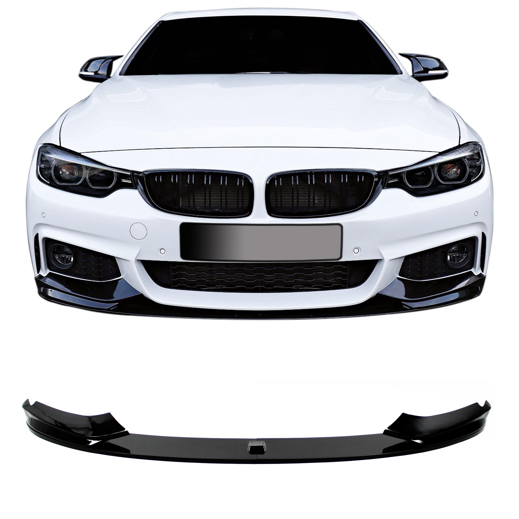 Frontspoiler Spoiler Lippe Stoßstange Schwarz Glanz für BMW 4er F32 F33 F36 ab 2013-2021 (nur für M-Paket)
