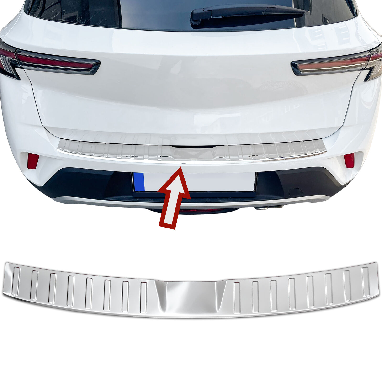 Edelstahl Ladekantenschutz Chrom Stoßstange Schutz Abdeckung mit Abkantung für Opel Mokka B ab 2021-