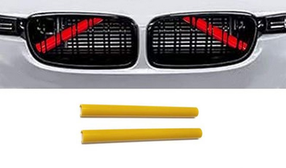 2x Kühlergrill Streben in Gelb hinter dem Kühlergrill für BMW F07 F10 F11 F18 F06 F12 F13 F01 F02 F03 F04 F48 F49 F39 F45 F46