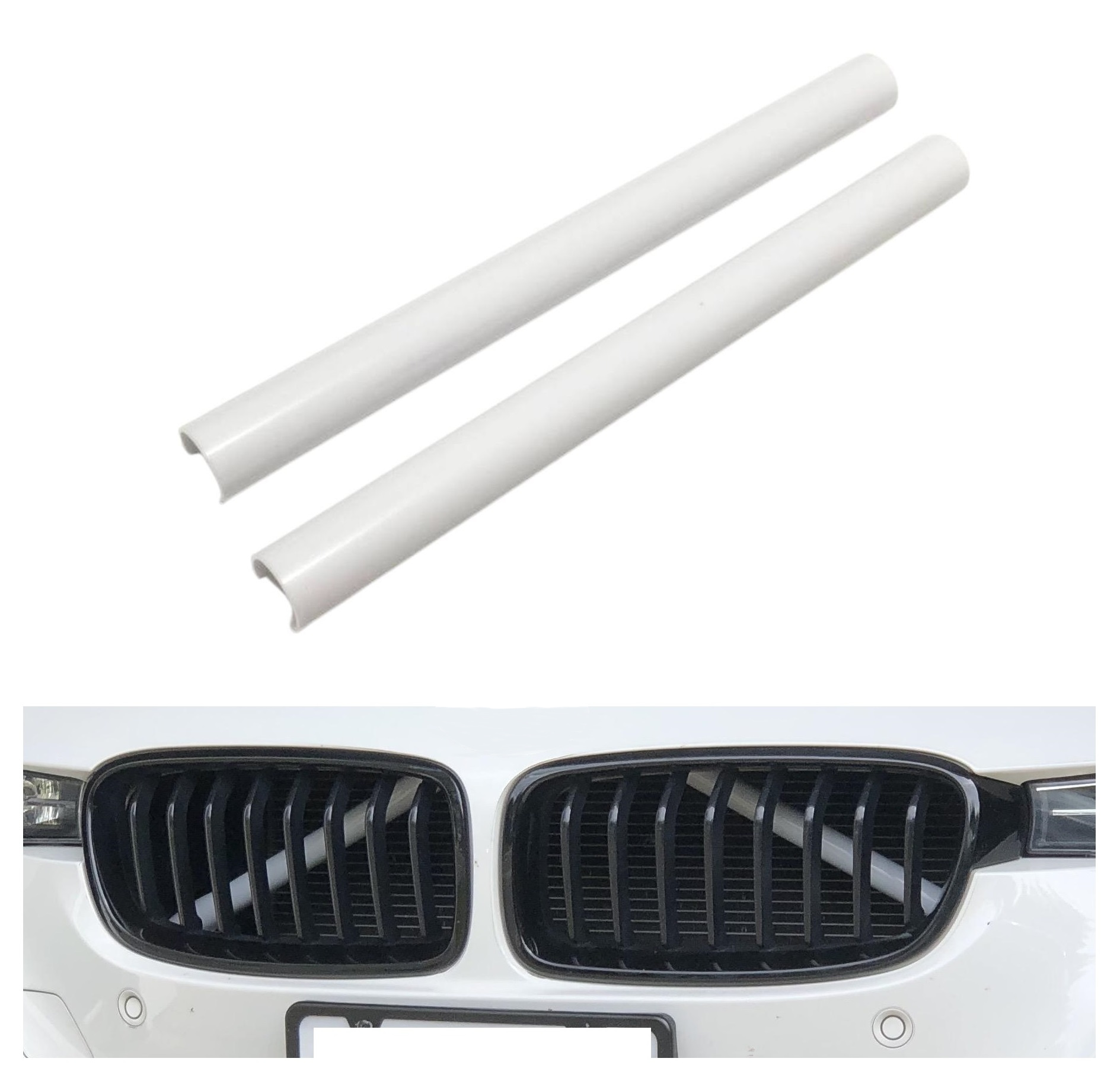 2x Kühlergrill Streben in Weiss hinter dem Kühlergrill für BMW F20 F22 F23 F30 F31 F34 F32 F33 F36 G30 G31 G11 G12 G14