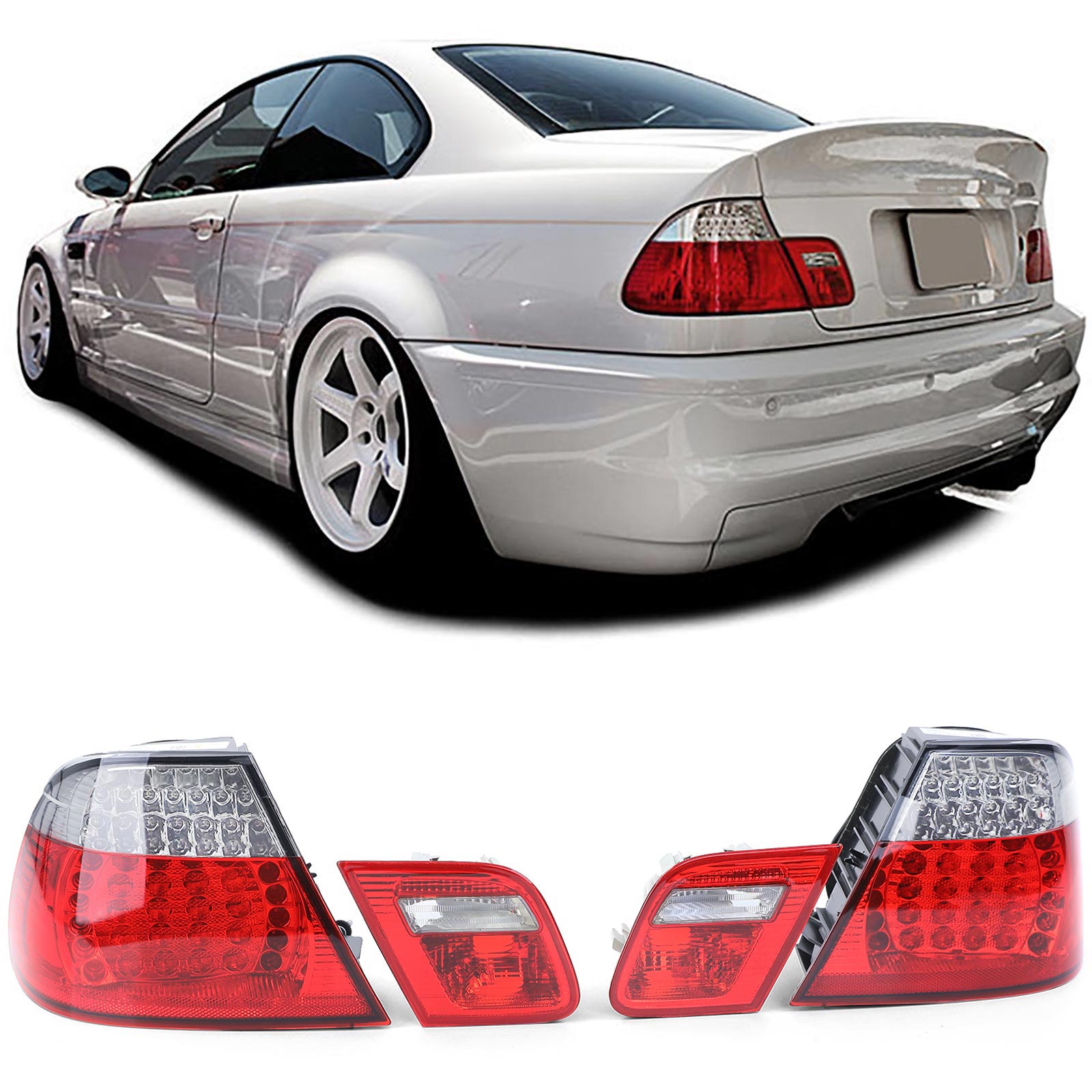 LED Rückleuchten Heckleuchten in Rot Klar Facelift Optik für BMW 3er E46 Coupe ab 1999-2003
