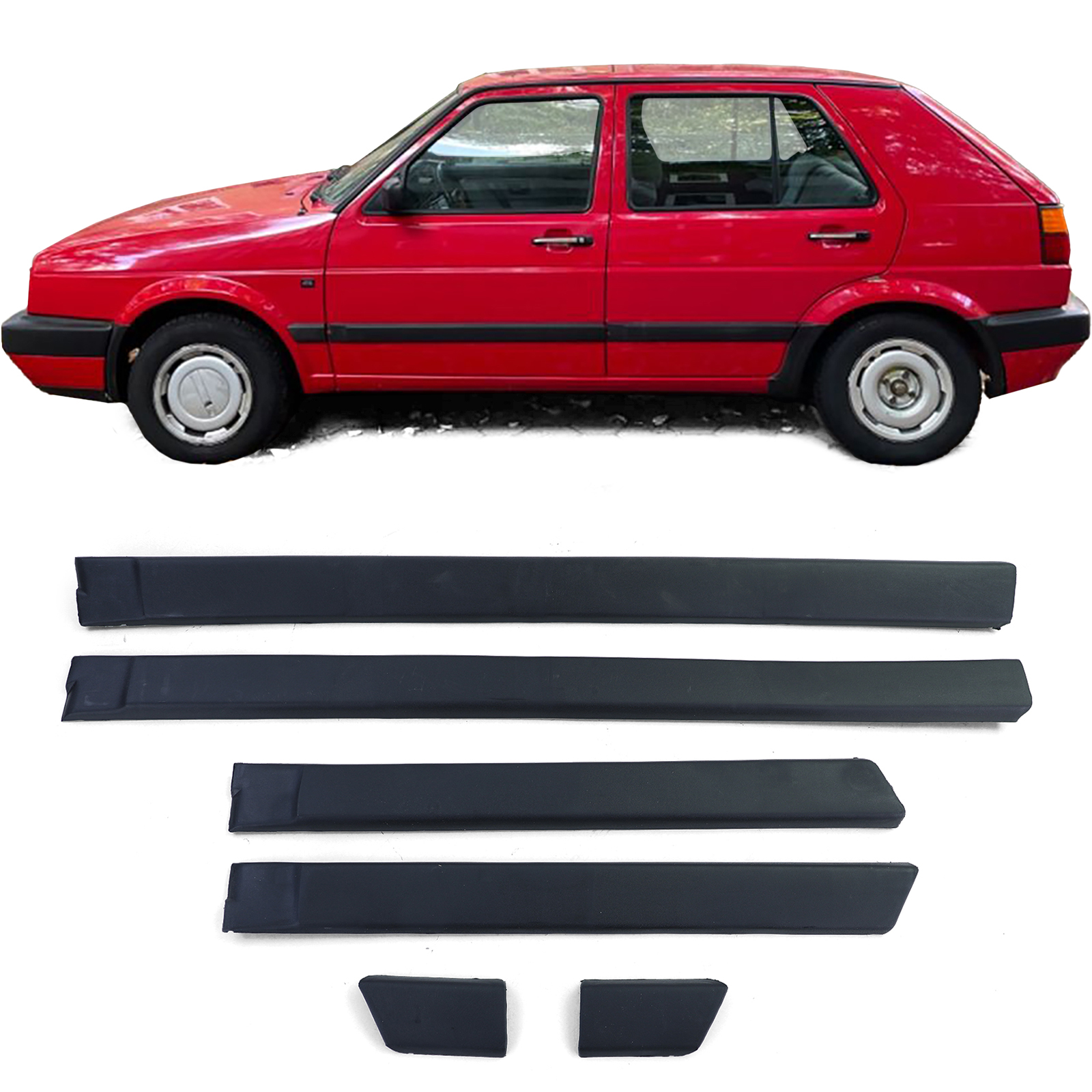 4x Zierleisten Türleisten Seitenleisten Leisten Set LINKS + RECHTS 193853515F 193853516F 193853753D 193853754D für VW Golf 2 II 4-Türer ab 1987-1992