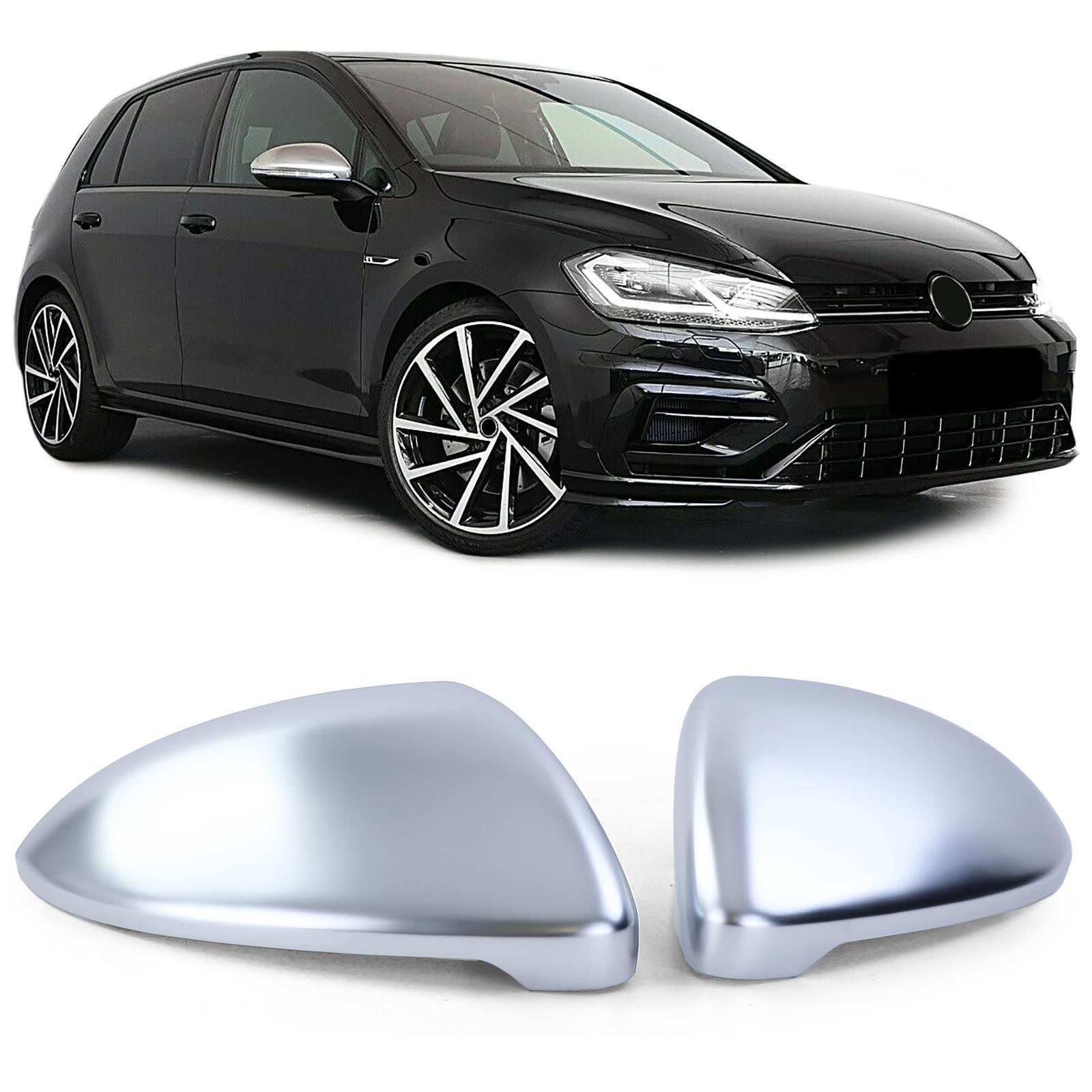 Silber Matt Spiegel Gehäuse Außenspiegel Kappen LINKS + RECHTS für VW Golf 7 VII ab 2012-