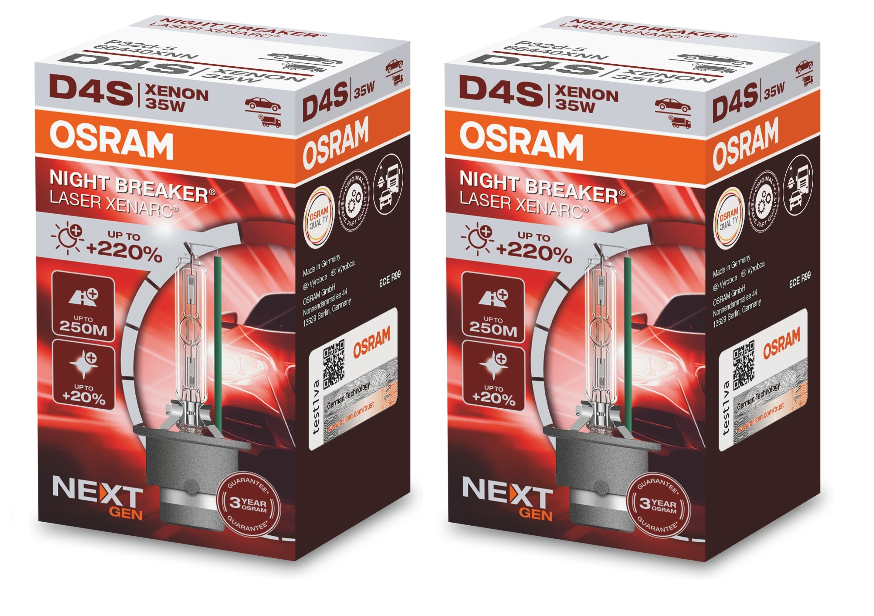 2 Stück OSRAM NIGHT BREAKER LASER Lampen Birnen für Xenon Scheinwerfer / Fassung D4s