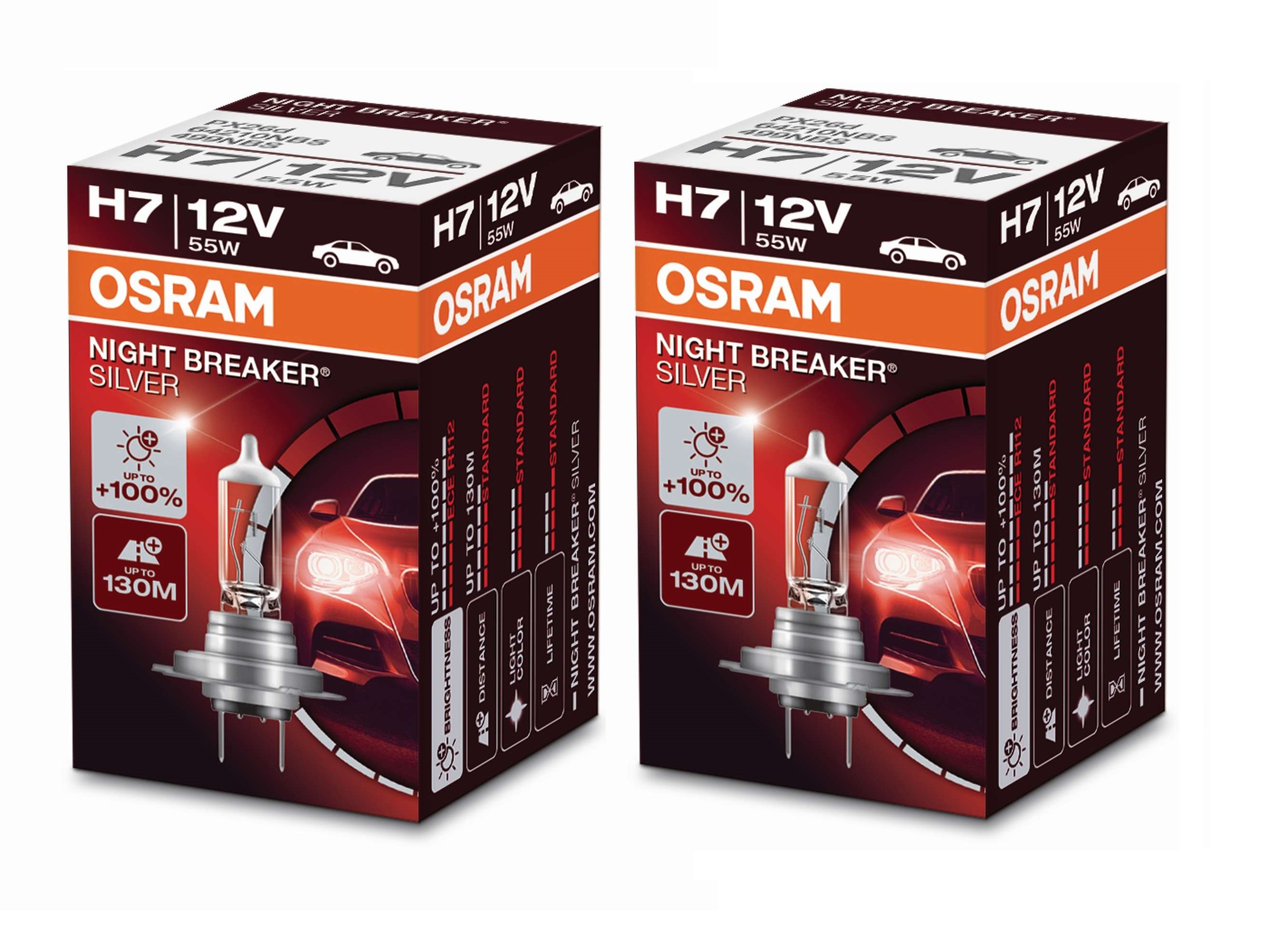 2 Stück OSRAM NIGHT BREAKER SILVER +100% Lampen Birnen für Scheinwerfer / Fassung H7