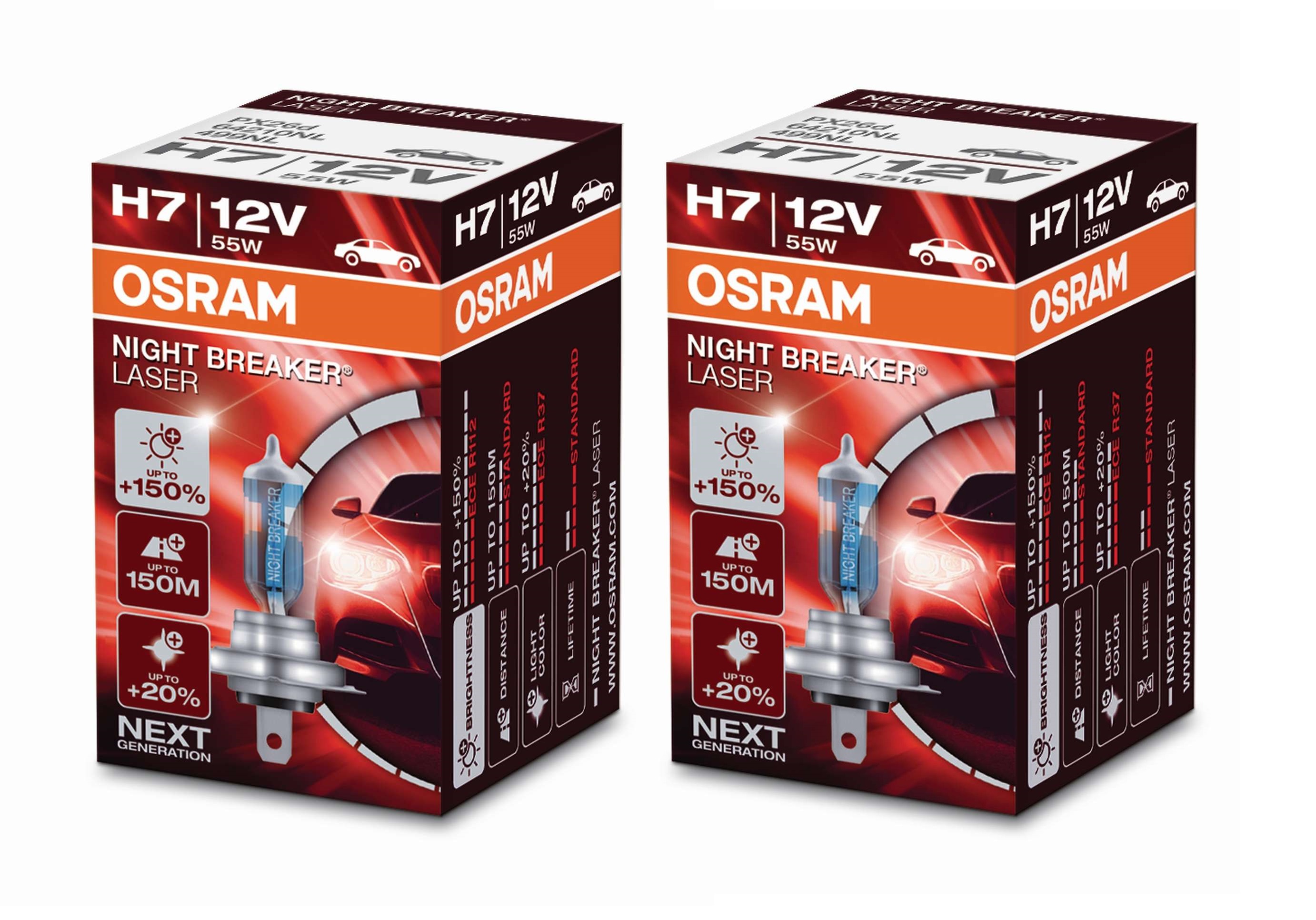 2 Stück OSRAM NIGHT BREAKER LASER +150% Next Generation Lampen Birnen für Scheinwerfer / Fassung H7