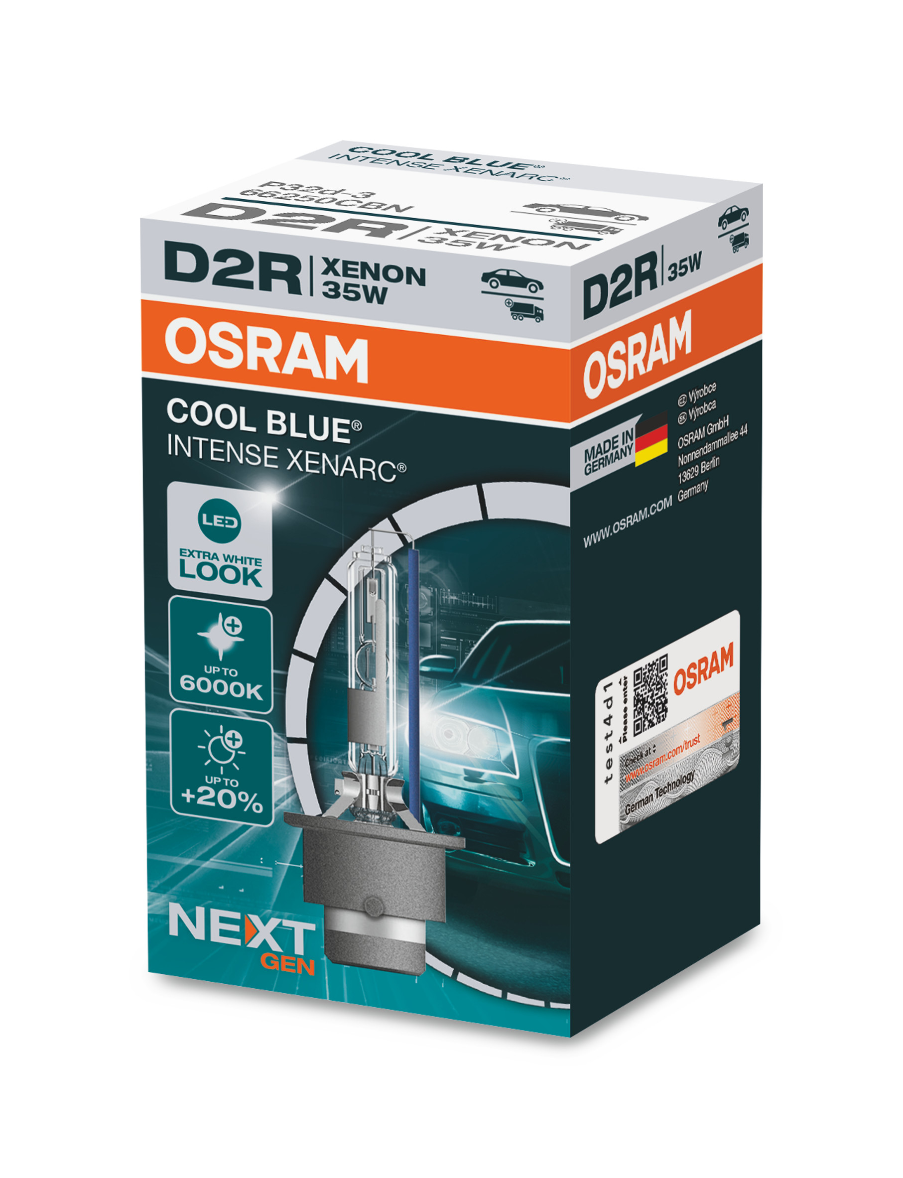 1 Stück OSRAM COOL BLUE INTENSE NEXT GENERATION Lampen Birnen für Xenon Scheinwerfer / Fassung D2r