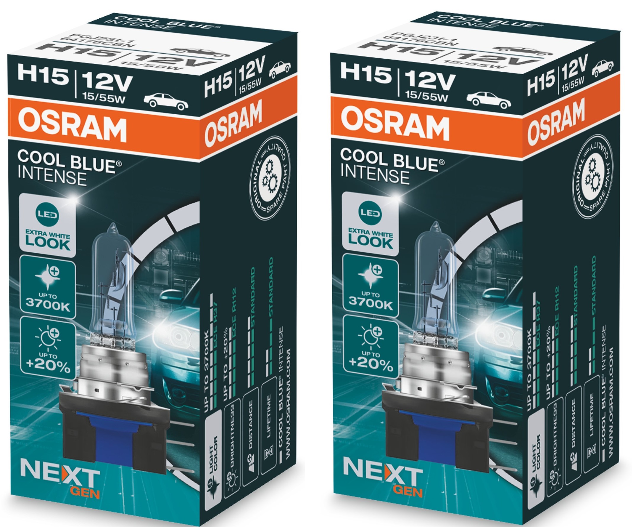2 Stück OSRAM COOL BLUE INTENSE NEXT GENERATION Lampen Birnen für Scheinwerfer / Fassung H15