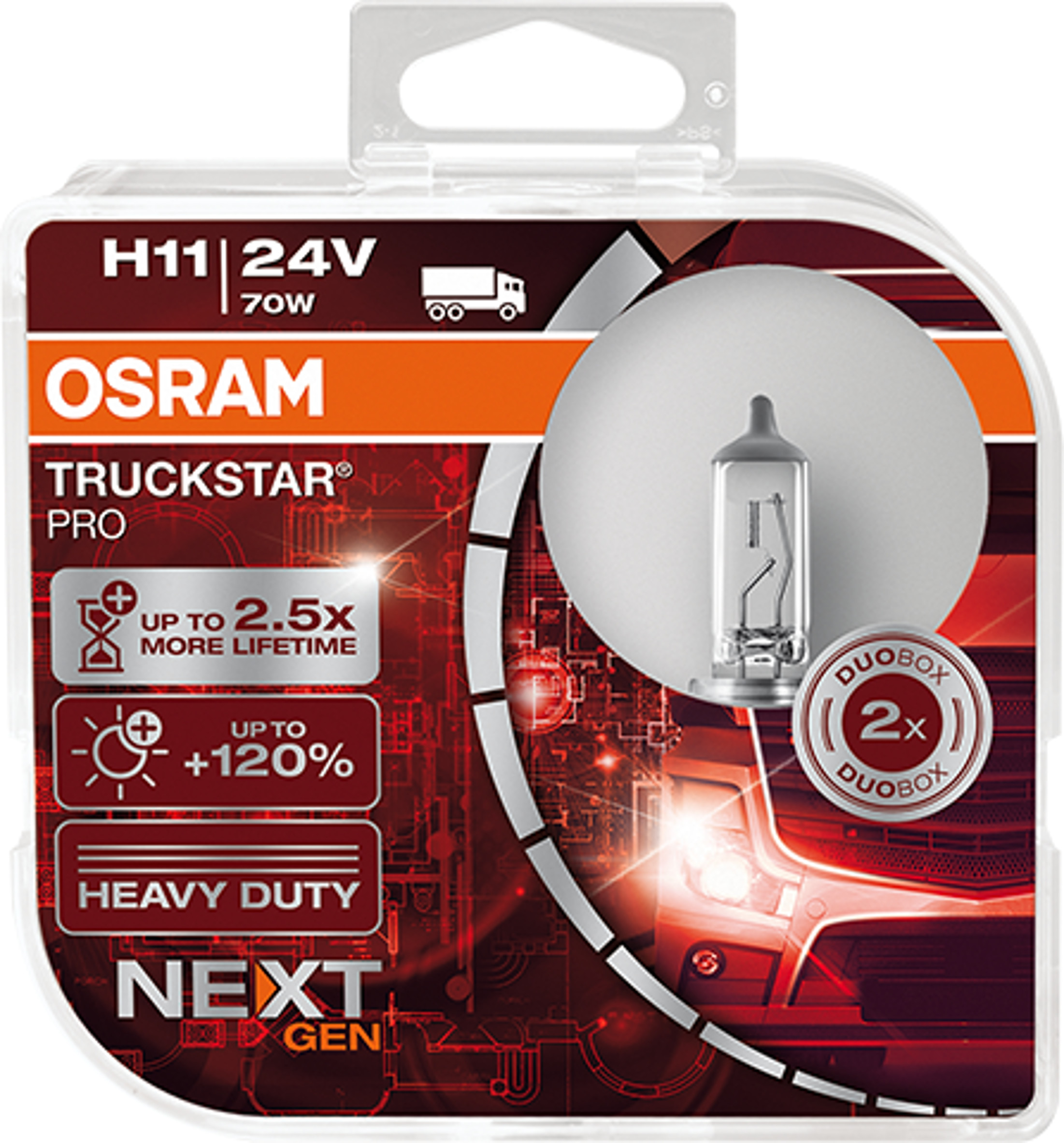 2 Stück OSRAM TRUCKSTAR PRO Next Generation 24V Lampen Birnen für LKW Scheinwerfer / Fassung H11