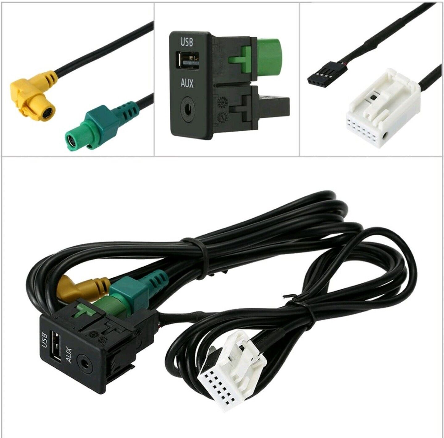 AUX-IN und USB Stecker mit Kabel für VW Radio RNS 510 / RCD 510 / Skoda Columbus