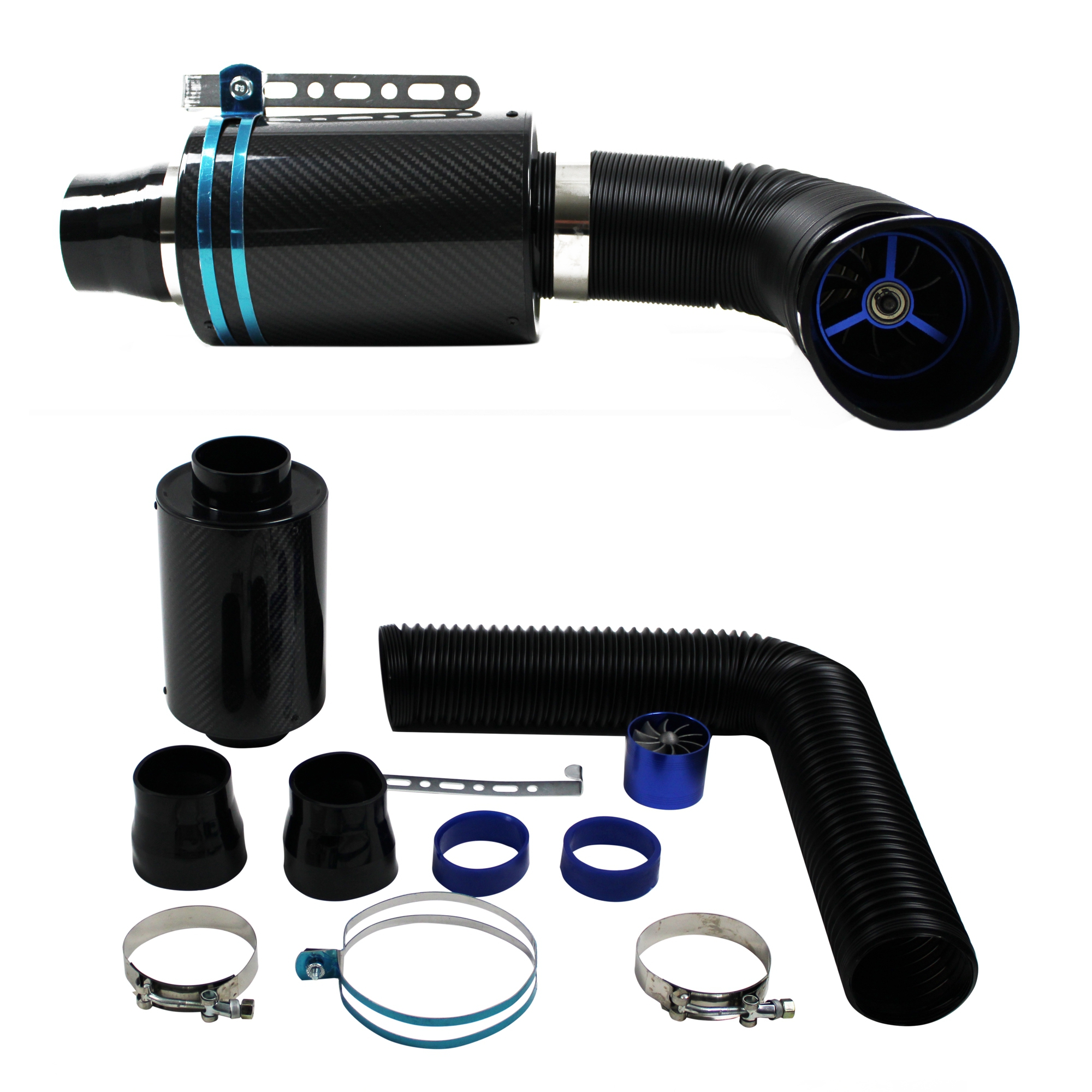 ECHT Carbon Power Sportluftfilter Luftfilter Airbox Air Intake incl.Flex Schlauch universal Set