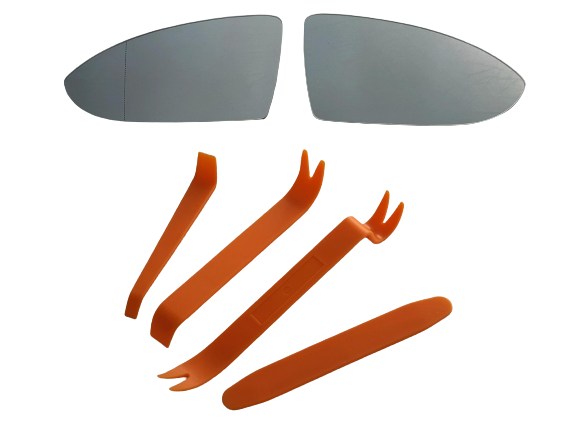 Spiegelglas Spiegel Glas Asphärisch Weiss Beheizt LINKS + RECHTS + Hebelwerkzeug für VW Golf 7 VII