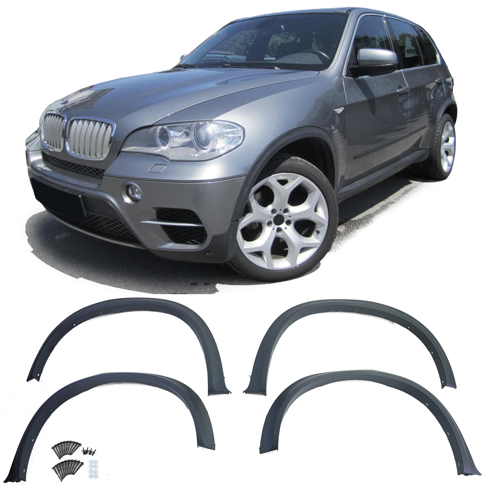 Kotflügel Radlauf Verbreiterungen Radlaufblenden 51770421056 für BMW X5 E70 Facelift ab 2010-2013 (nicht M-Paket)