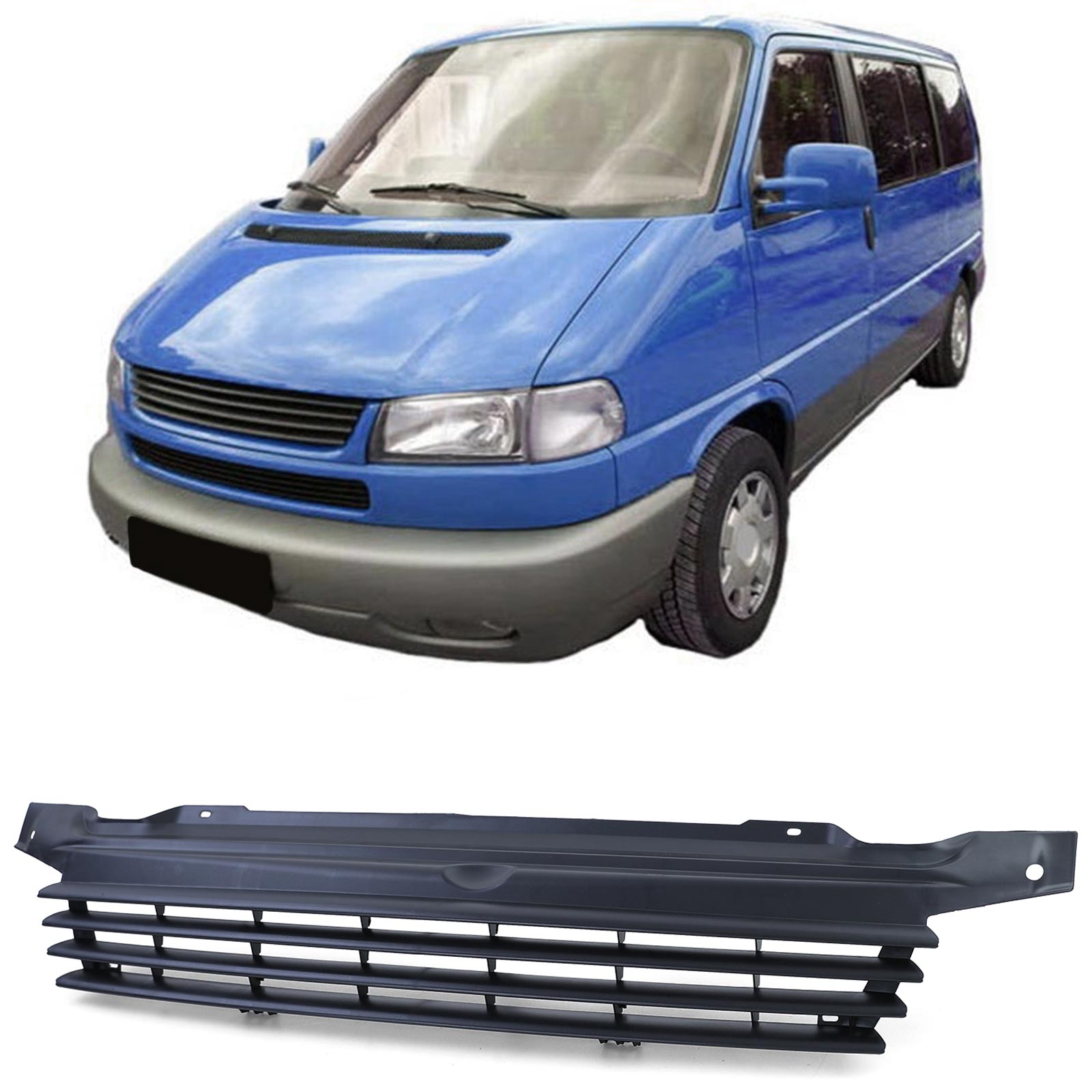 Kühlergrill Sportgrill Grill SCHWARZ MATT für VW T4 IV Caravelle / Multivan ab 1996-2003 Nur passend mit langem Vorderwagen!
