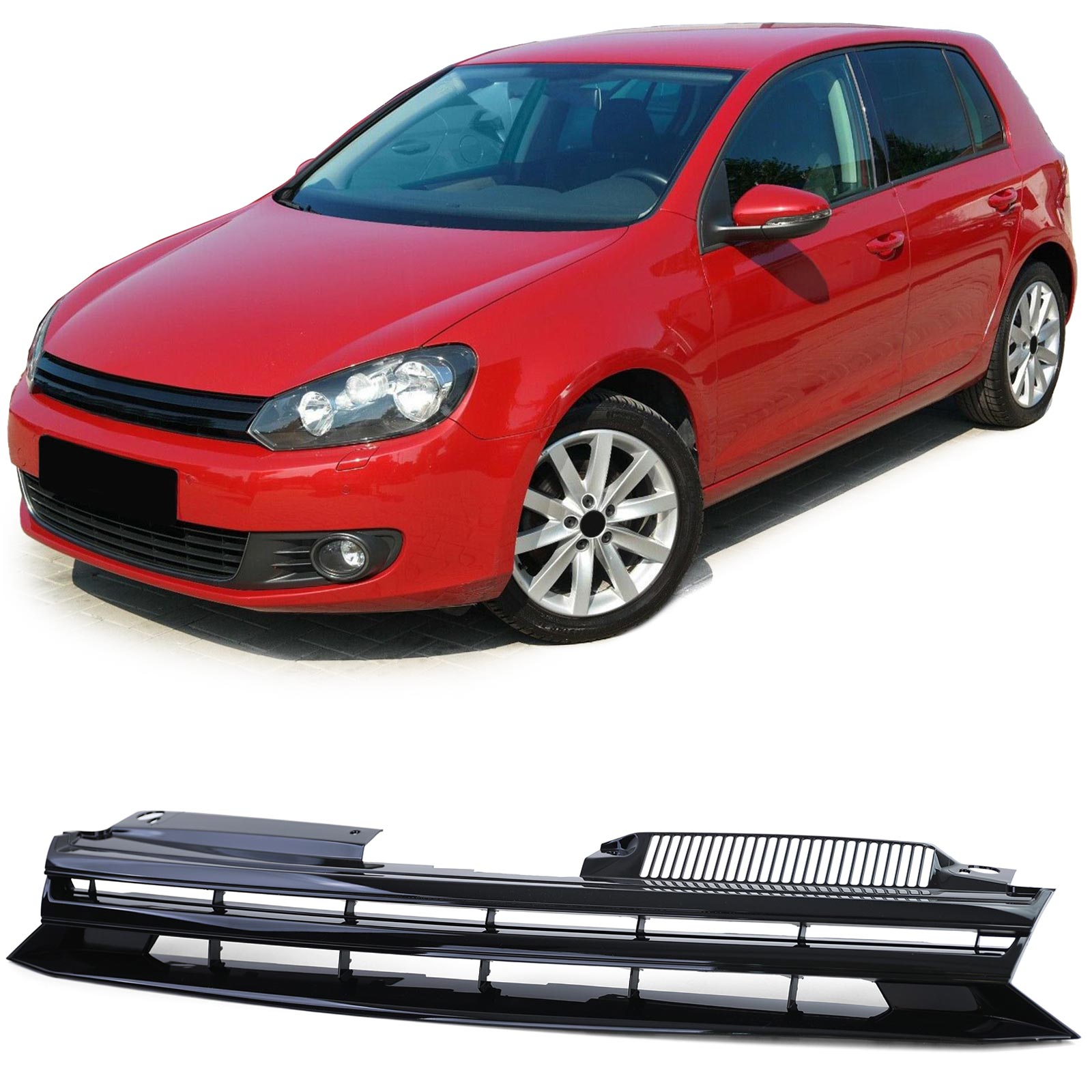 Kühlergrill Sportgrill Grill Schwarz Glanz für VW Golf 6 VI ab 2008-2012