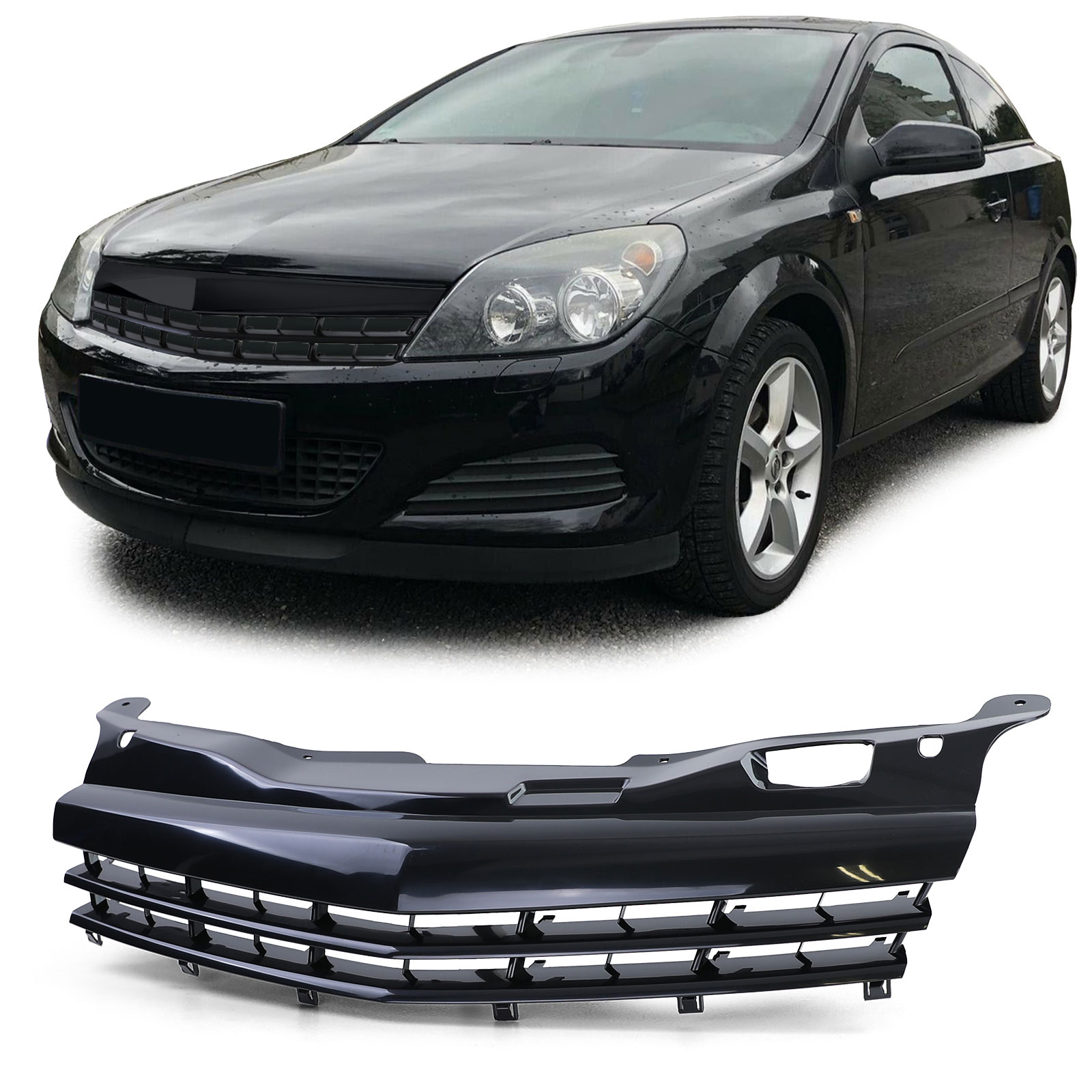 Kühlergrill Sportgrill Grill Schwarz für Opel Astra H GTC / TwinTop 05-10 3-Türer