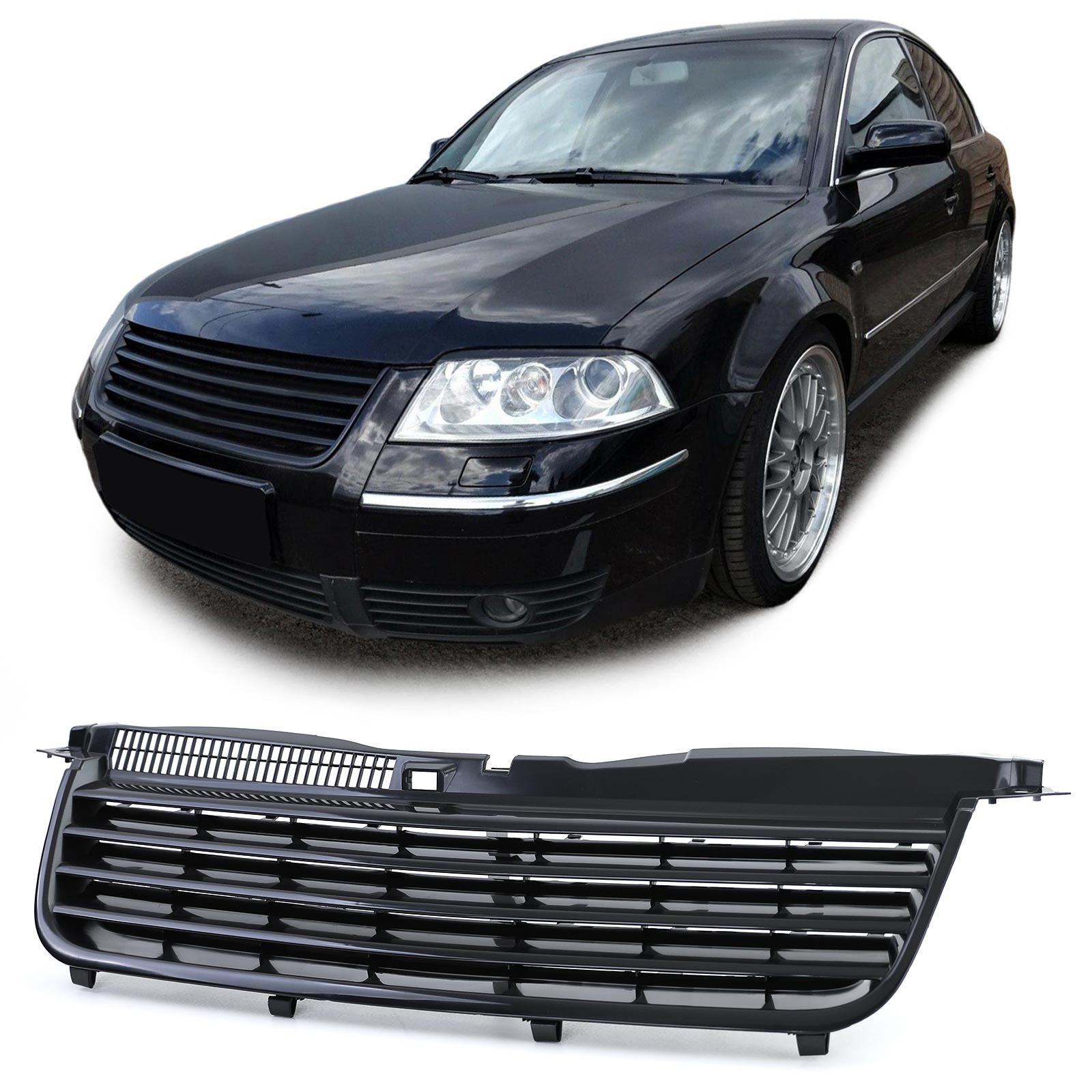 Kühlergrill Sportgrill Grill Schwarz für VW Passat B5 3BG Limousine Variant 00-05