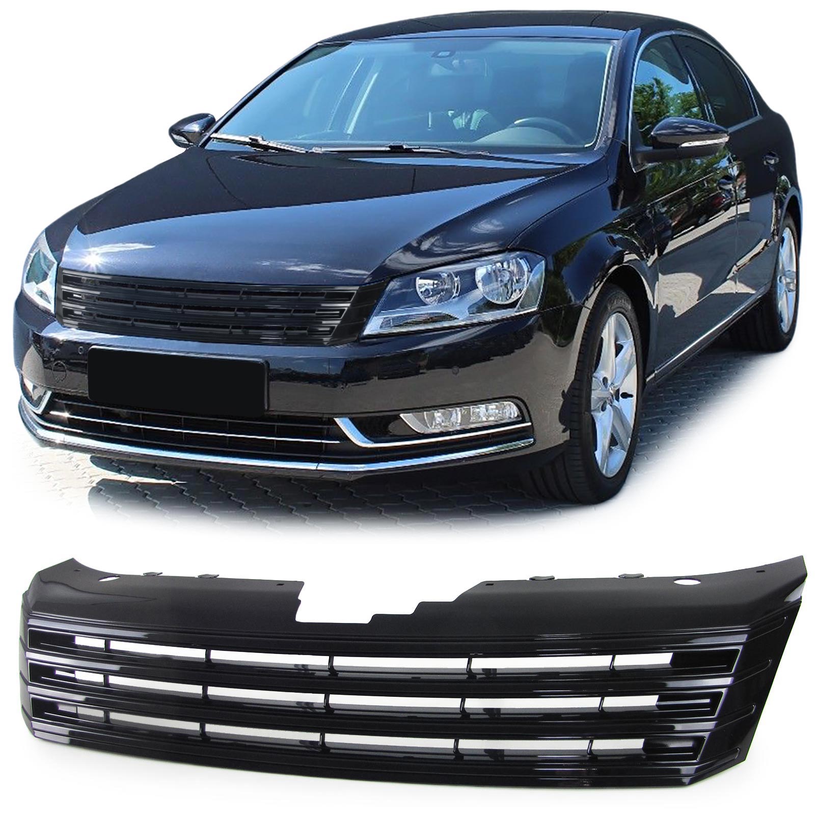 Kühlergrill Sportgrill Grill Schwarz für VW Passat B7 ab 2010-