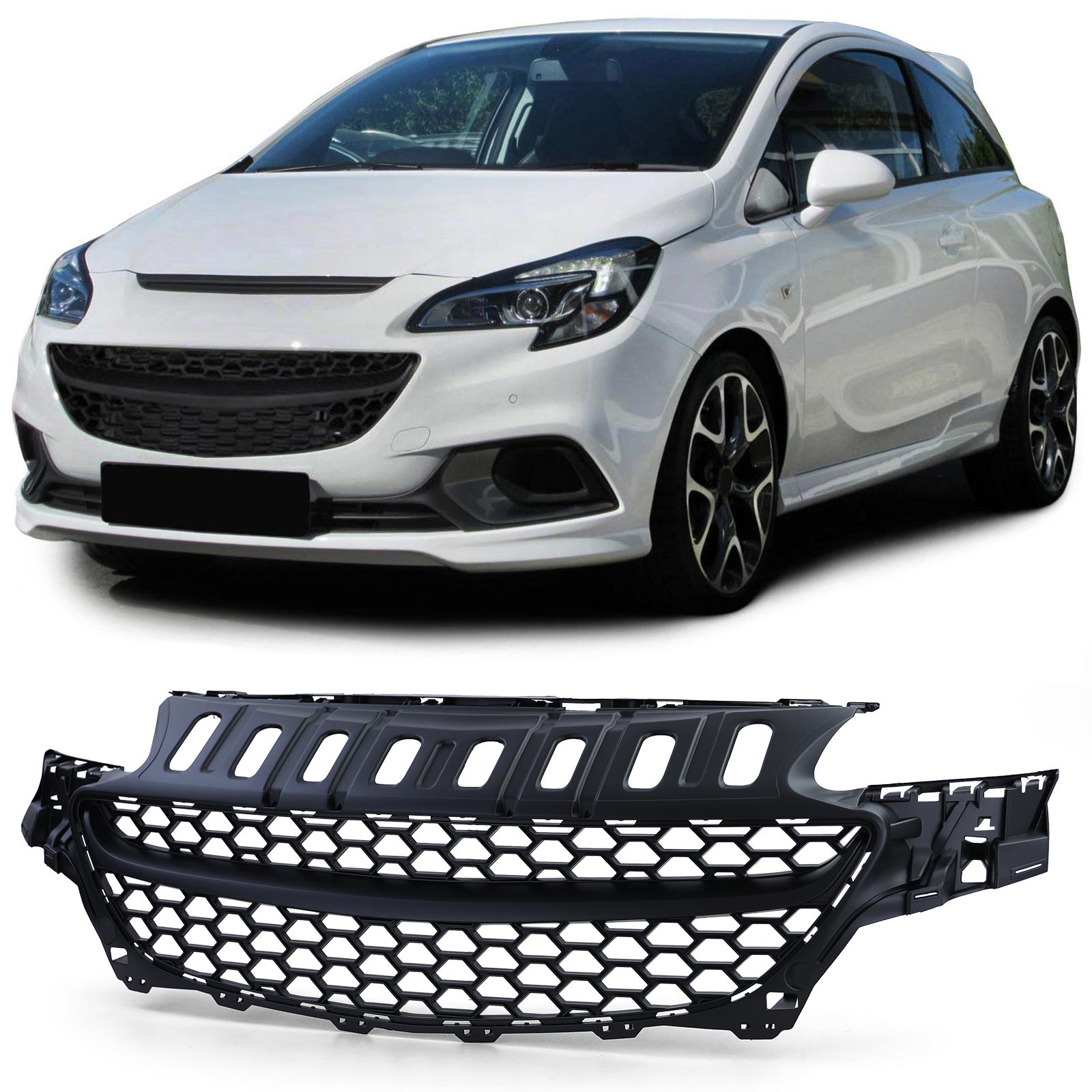 Kühlergrill Sportgrill Grill Schwarz für Opel Corsa E ab 2014-