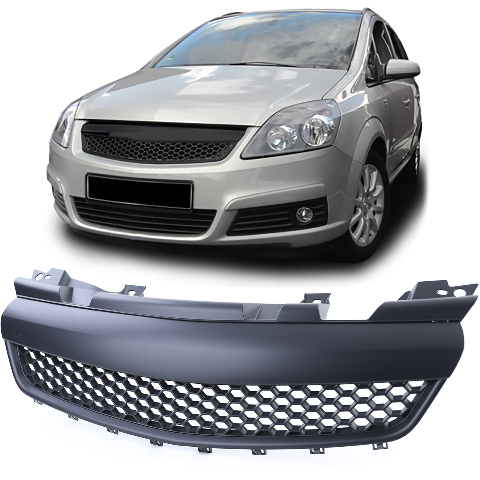 Kühlergrill Sportgrill Grill Schwarz für Opel Zafira B 05-08