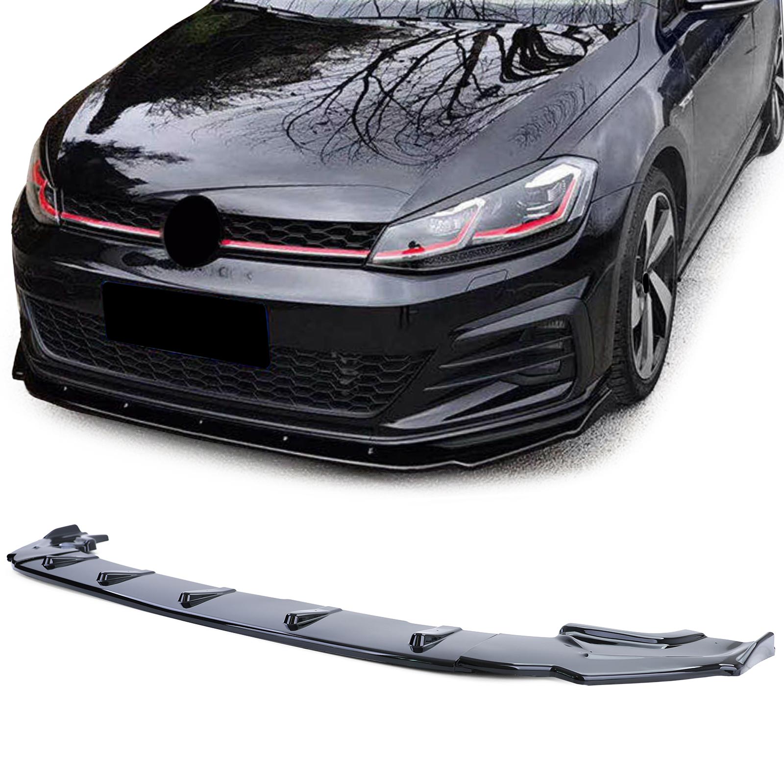 Frontspoiler Performance Spoiler Lippe Stoßstange in Schwarz Glanz für VW Golf 7 VII GTI 13-20