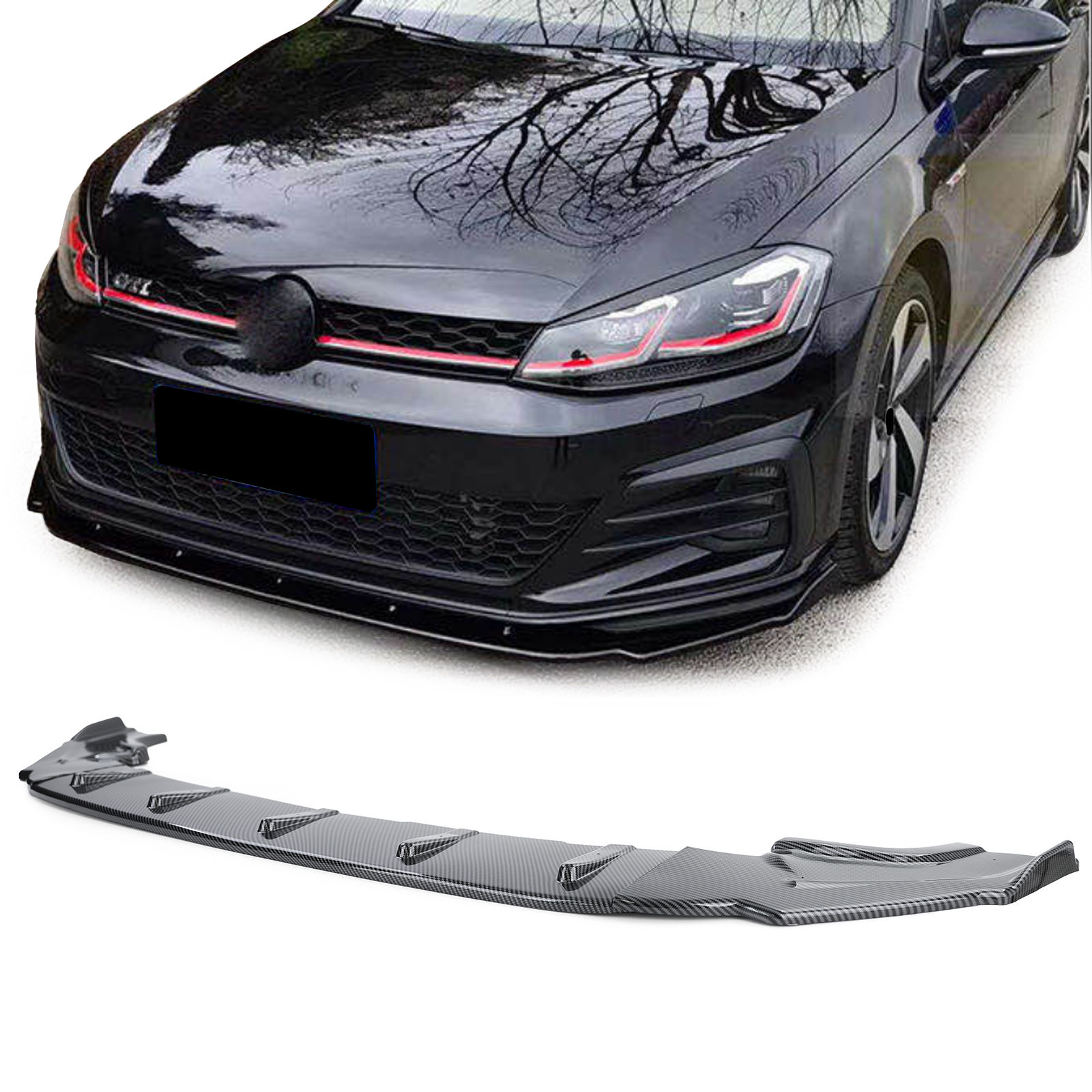 Frontspoiler Performance Spoiler Lippe Stoßstange Carbon Look für VW Golf 7 VII GTI 13-20