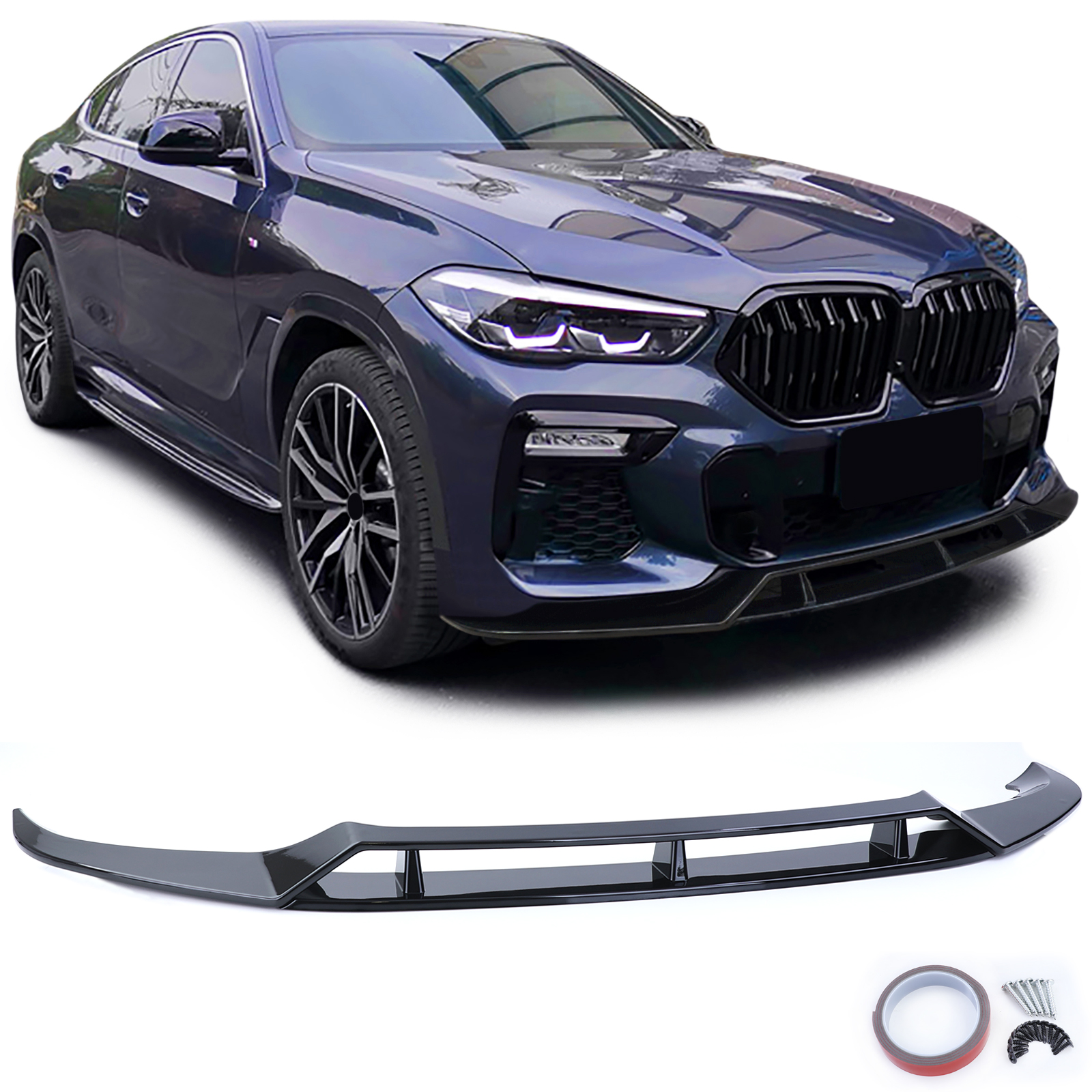 Frontspoiler Performance Spoiler Lippe Stoßstange in Schwarz Glanz für BMW X6 G06 ab 2019- ohne M-Paket
