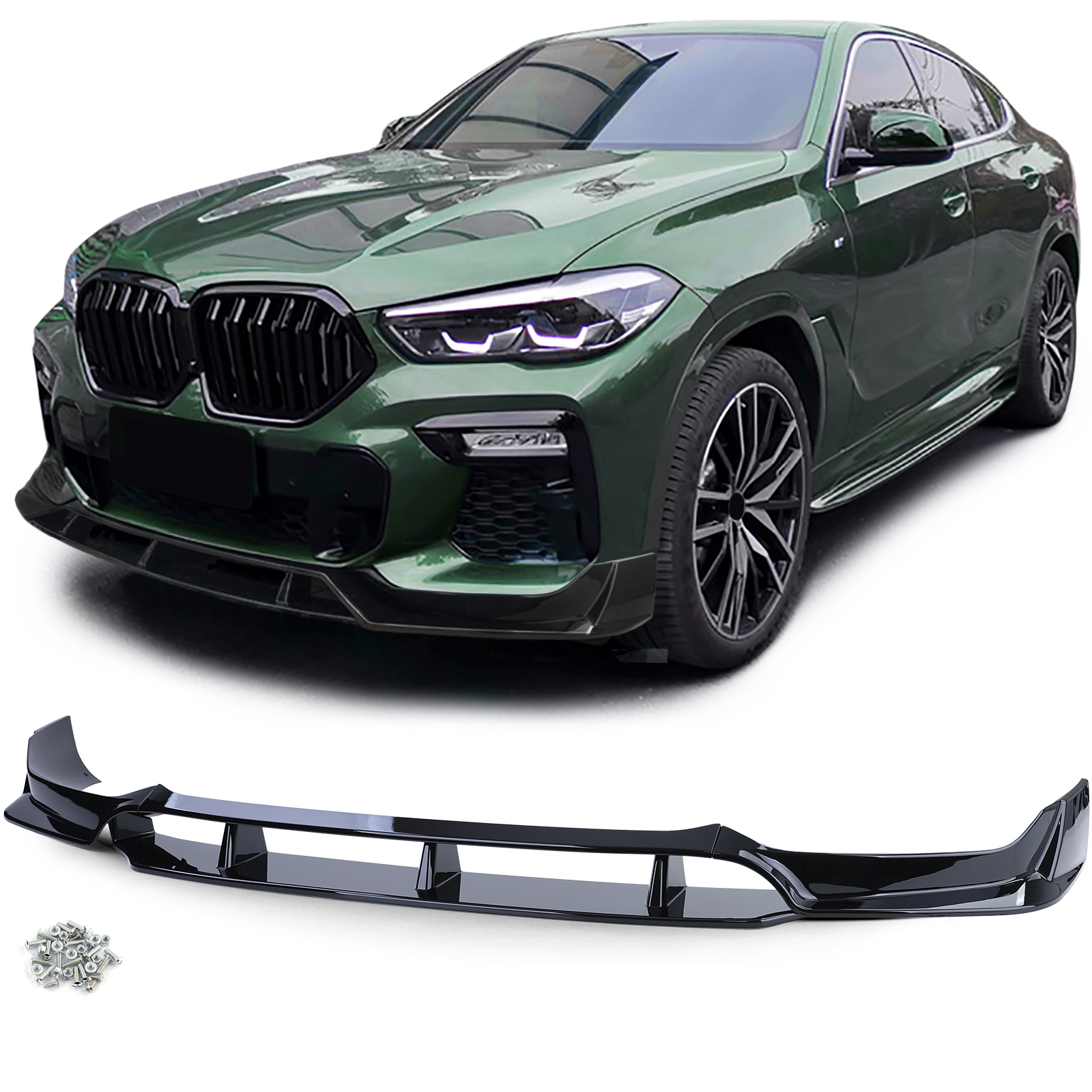 Frontspoiler Performance Spoiler Lippe Stoßstange in Schwarz Glanz für BMW X6 G06 ab 2019- ohne M-Paket Typ 2