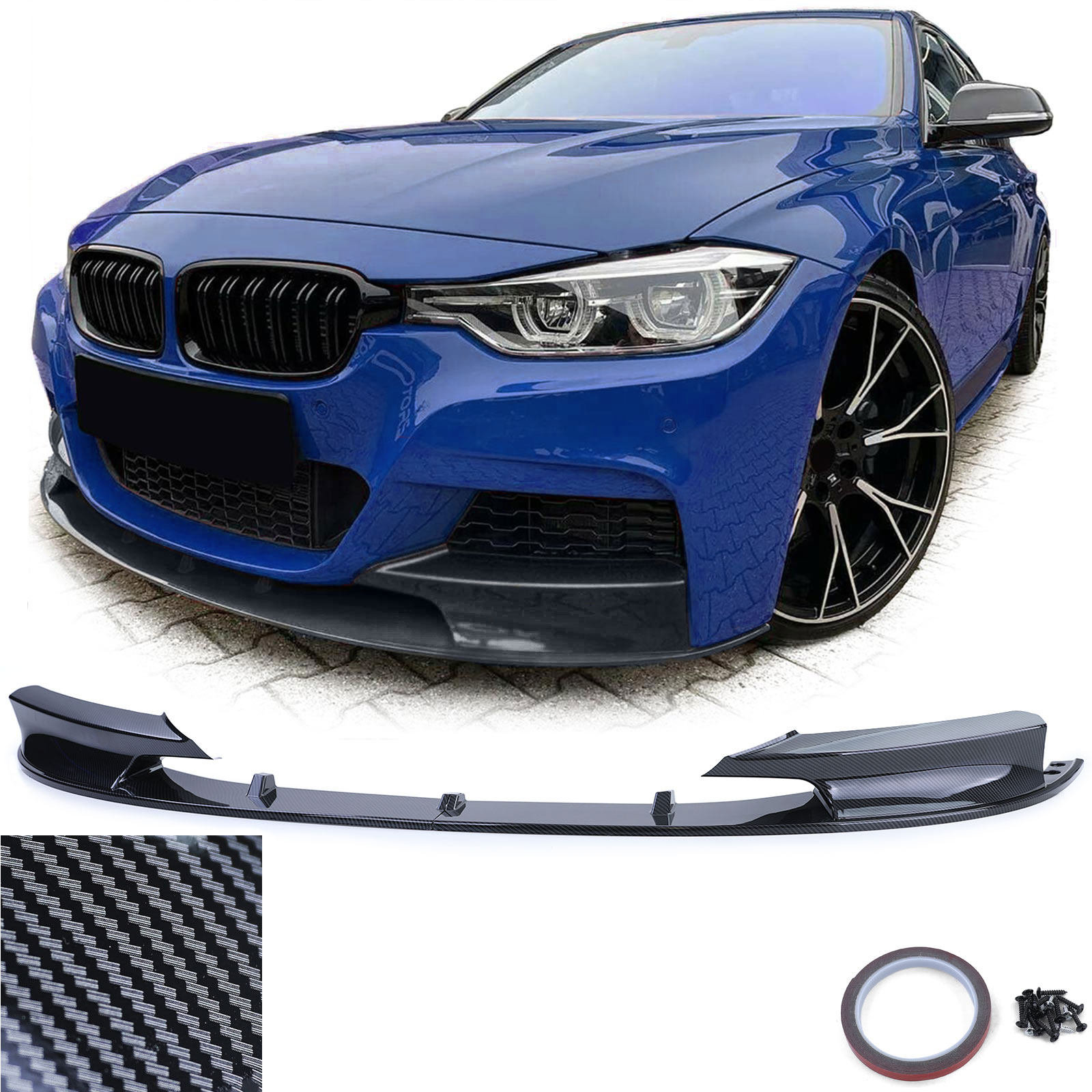 Frontspoiler Performance Spoiler Lippe Stoßstange Carbon Look für BMW 3er F30 F31 ab 2011-2019 mit M-Paket