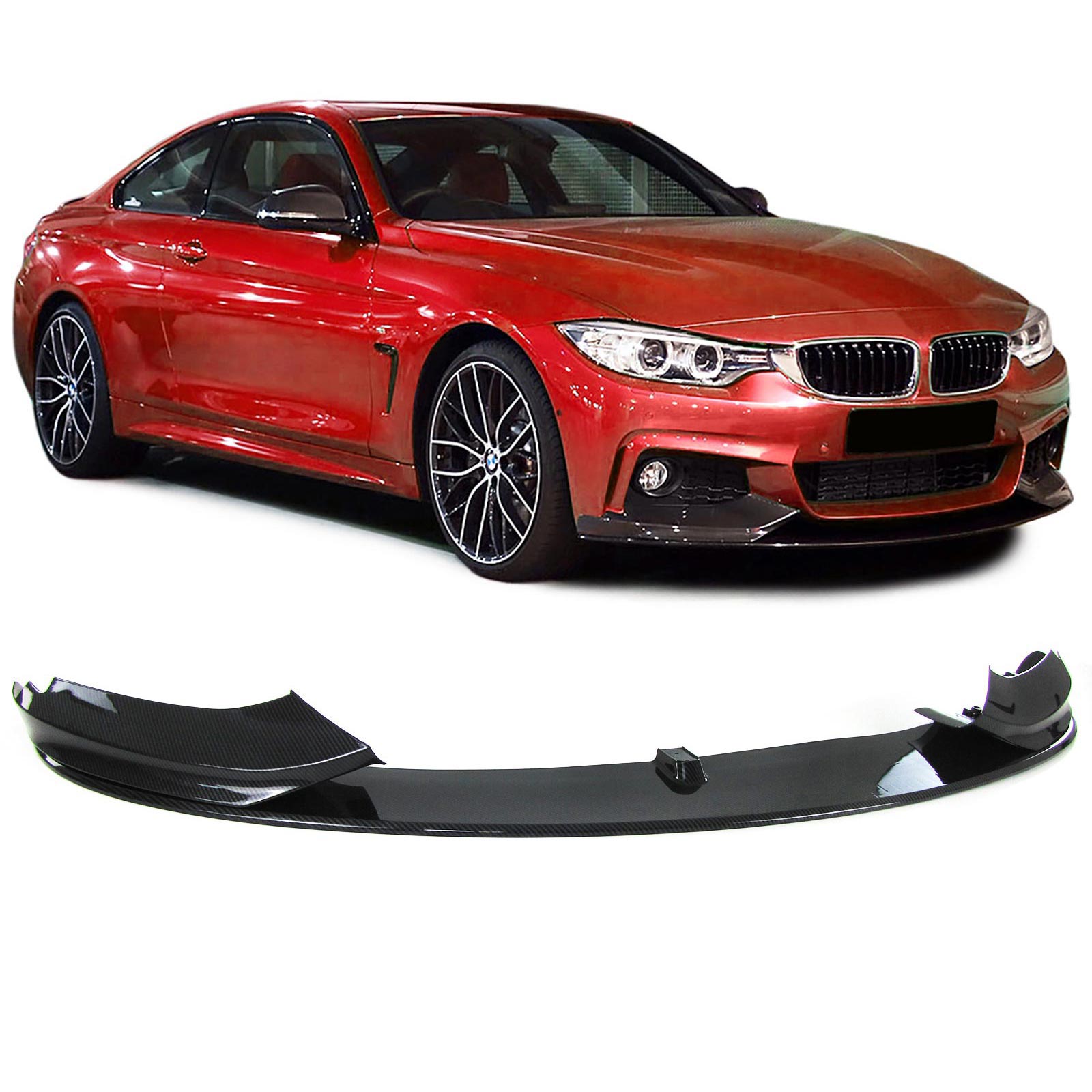 1-teilig Frontspoiler Performance Spoiler Lippe Stoßstange Carbon Look für BMW 4er F32 11/2013- mit M-Paket