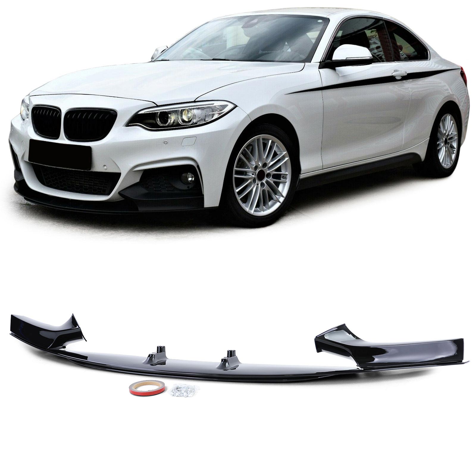 Frontspoiler Performance Spoiler Lippe Stoßstange in Schwarz Glanz für BMW 2er F22 F23 mit M Paket