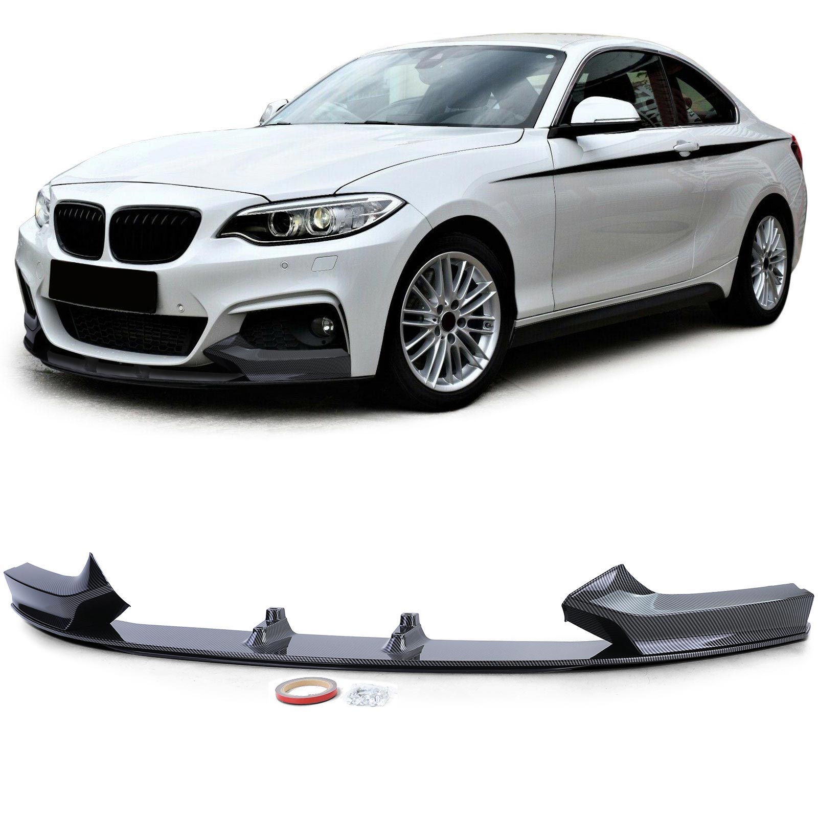 Frontspoiler Performance Spoiler Lippe Stoßstange Carbon Look für BMW 2er F22 F23 mit M Paket