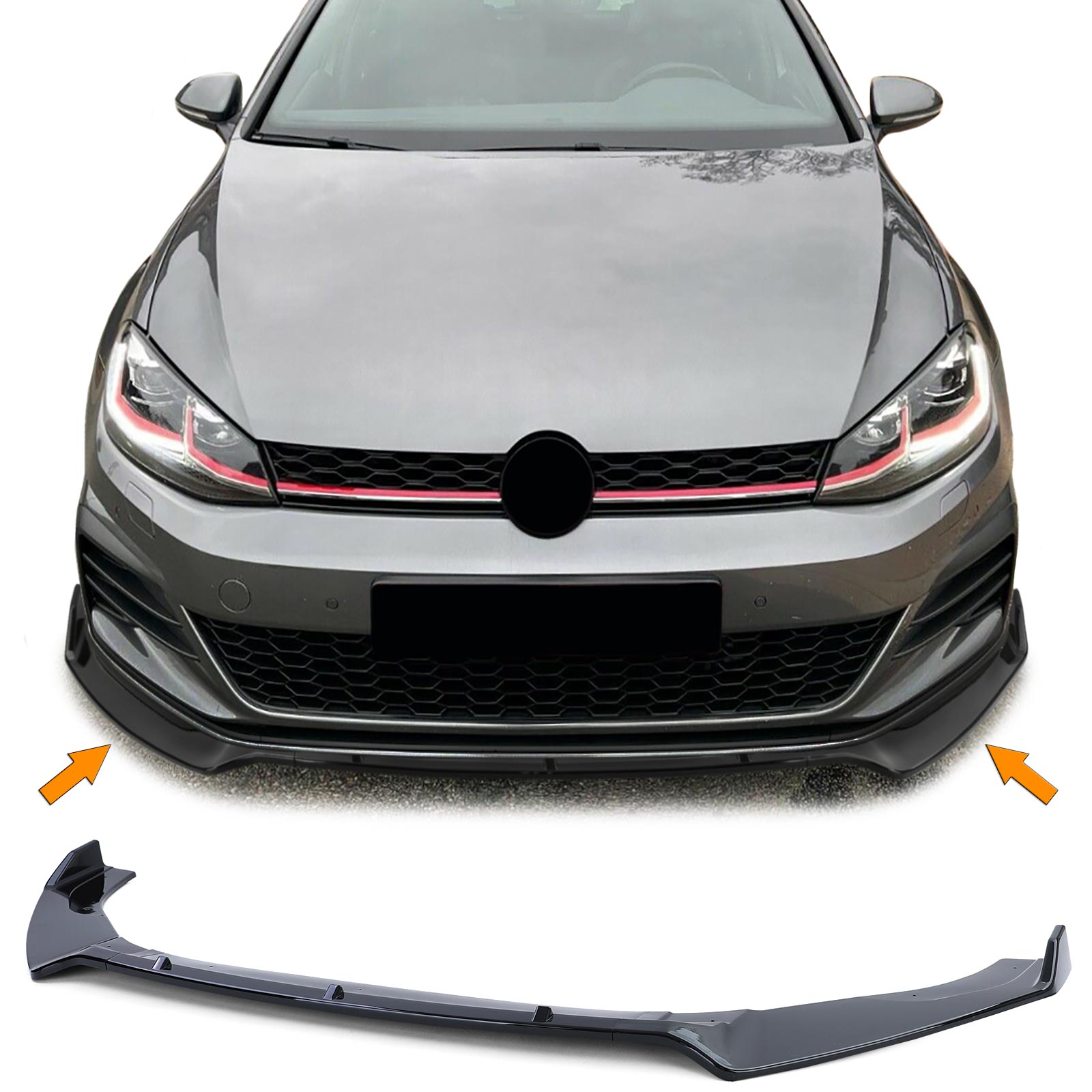 Frontspoiler Performance Spoiler Lippe Schwarz Glanz für VW Golf 7 GTI ab 2013-2021