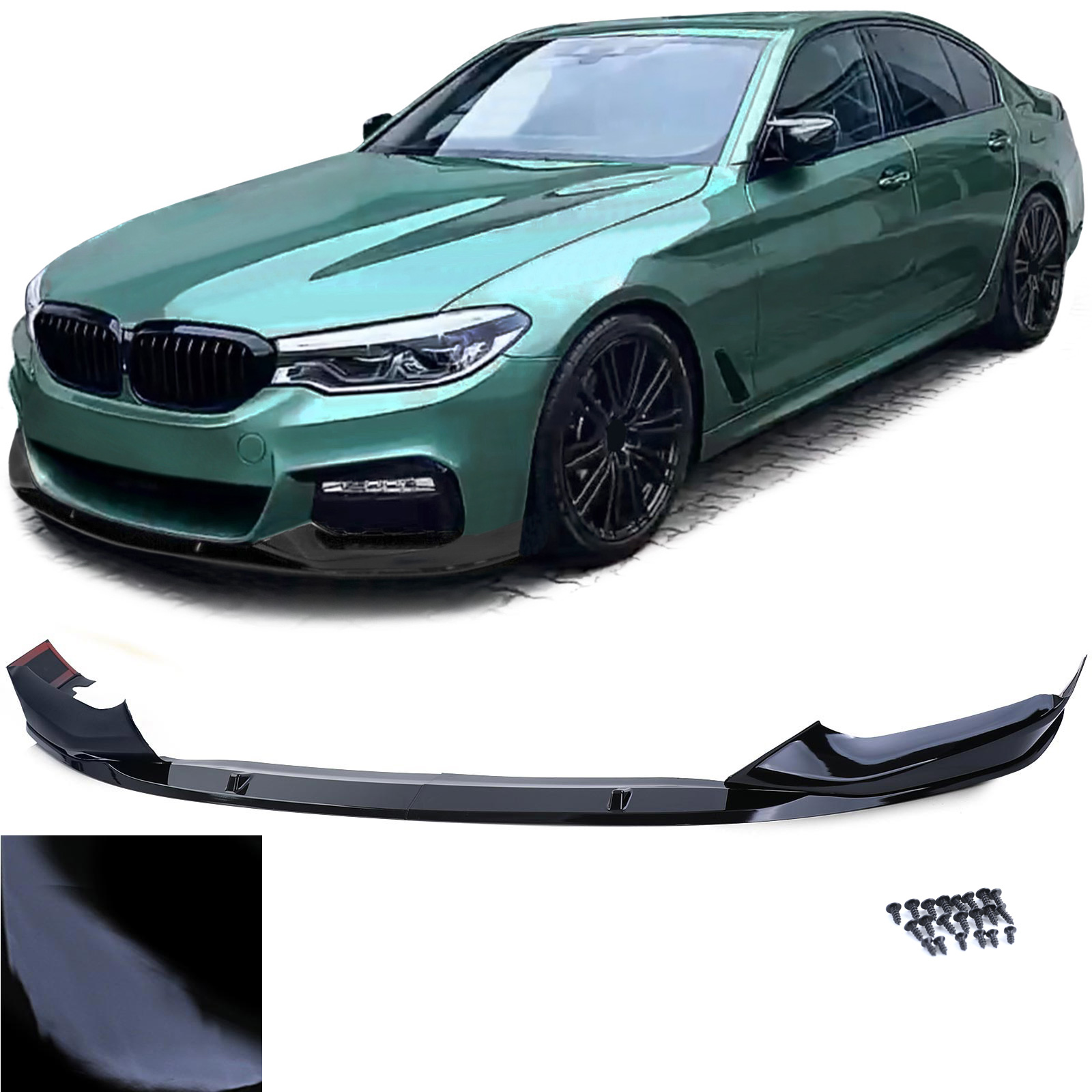 Frontspoiler Performance Spoiler Lippe Schwarz Glanz für BMW 5er G30 G31 ab 2016- mit M-Paket