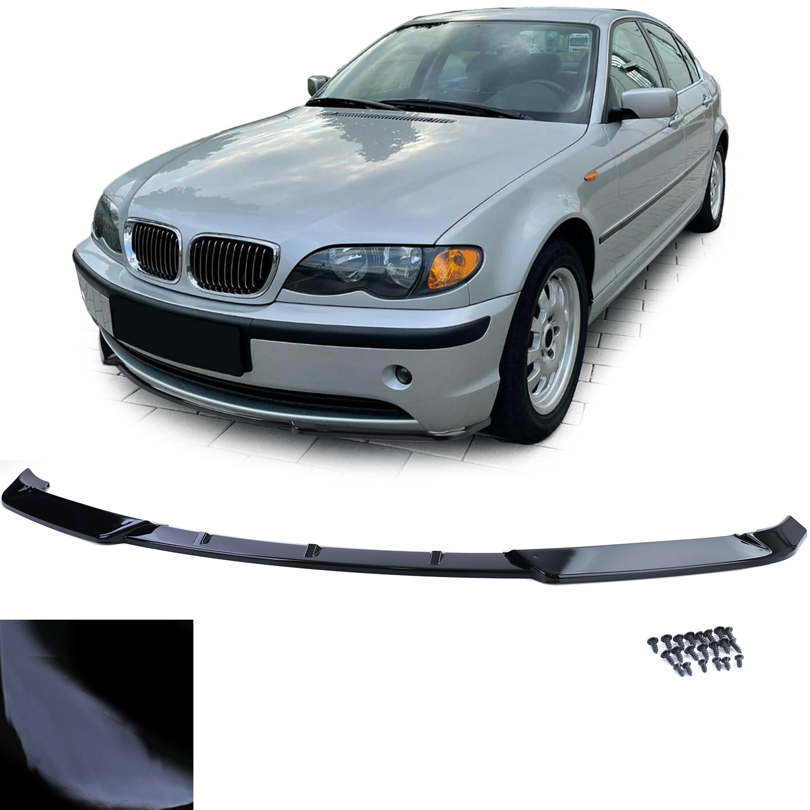 Frontspoiler Performance Spoiler Lippe Schwarz Glanz für BMW 3er E46 Limo Touring 2001-2005 mit M-Paket