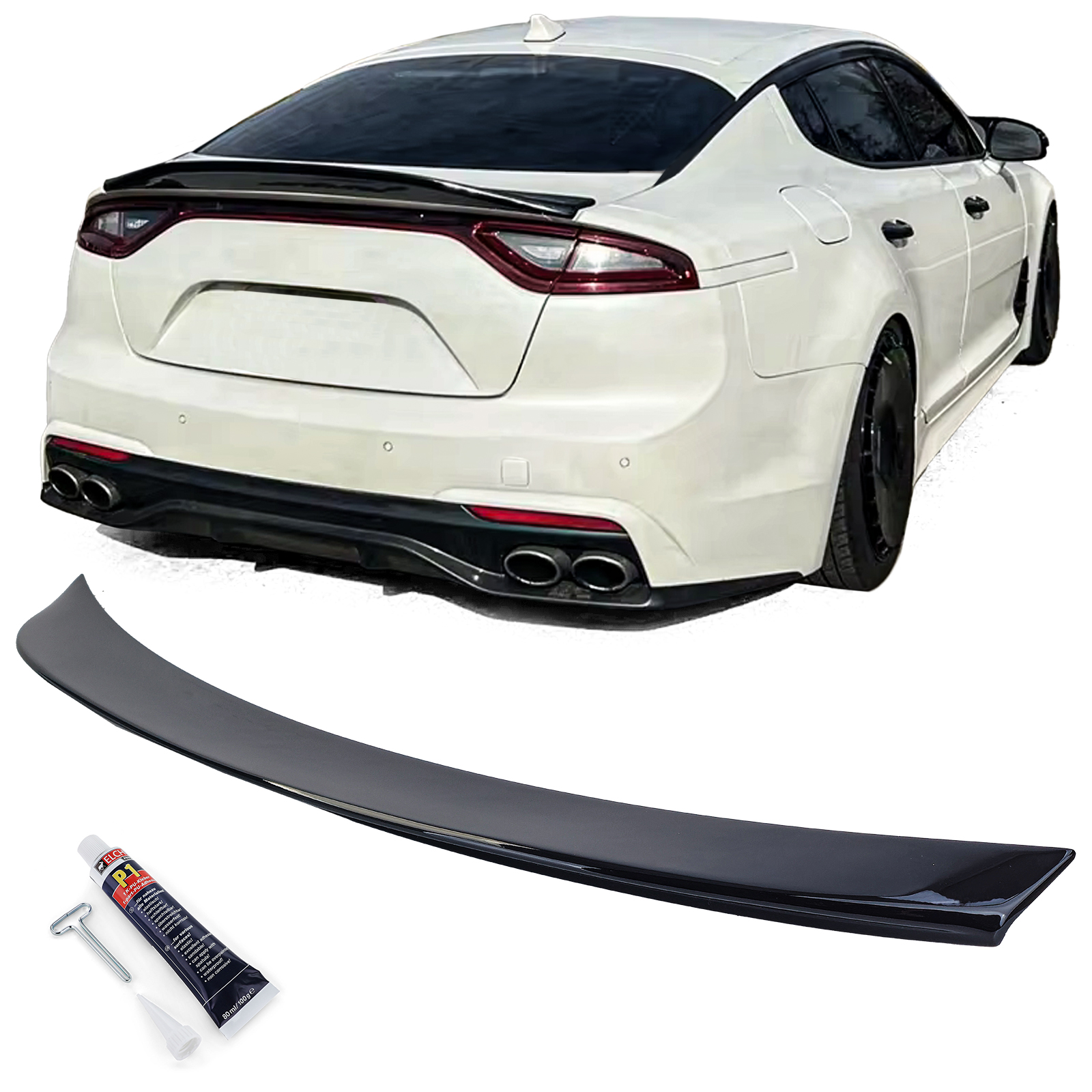 Heckspoiler Spoilerlippe Schwarz Glanz für Kia Stinger 2017-2023
