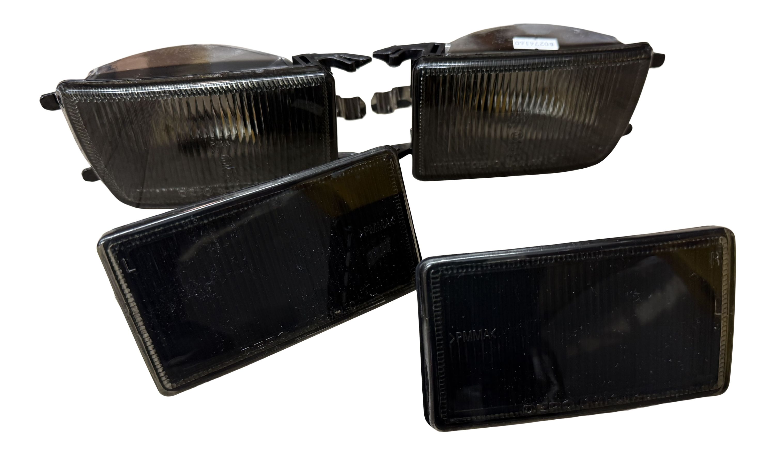 Frontblinker Blinker Schwarz Smoke + Kurze Blenden Links Rechts für VW Golf 3 III / Vento ab 1991-1999