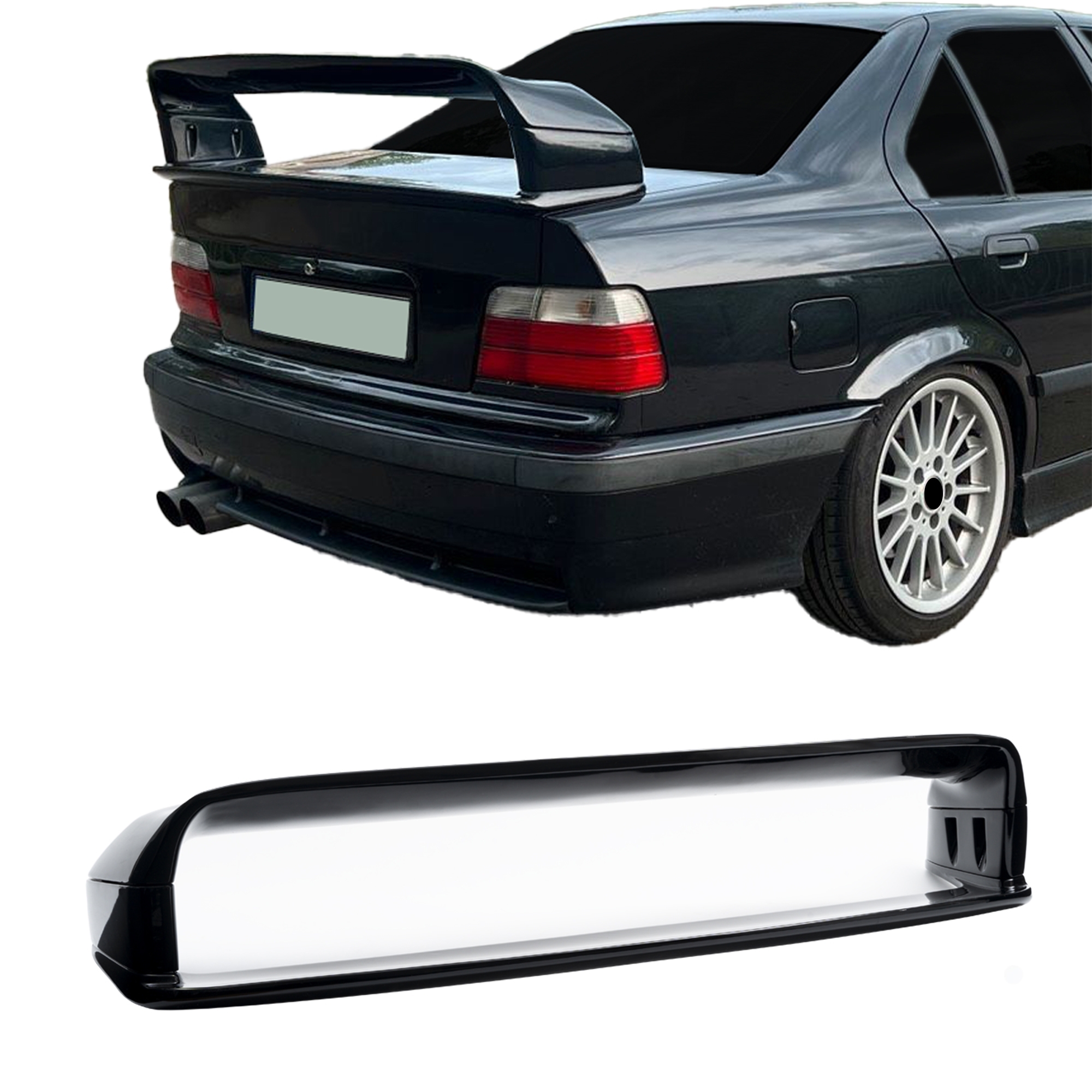 Kofferraumspoiler Heckspoiler Spoiler Lippe SCHWARZ GLANZ für BMW 3er E36 Limo Coupe