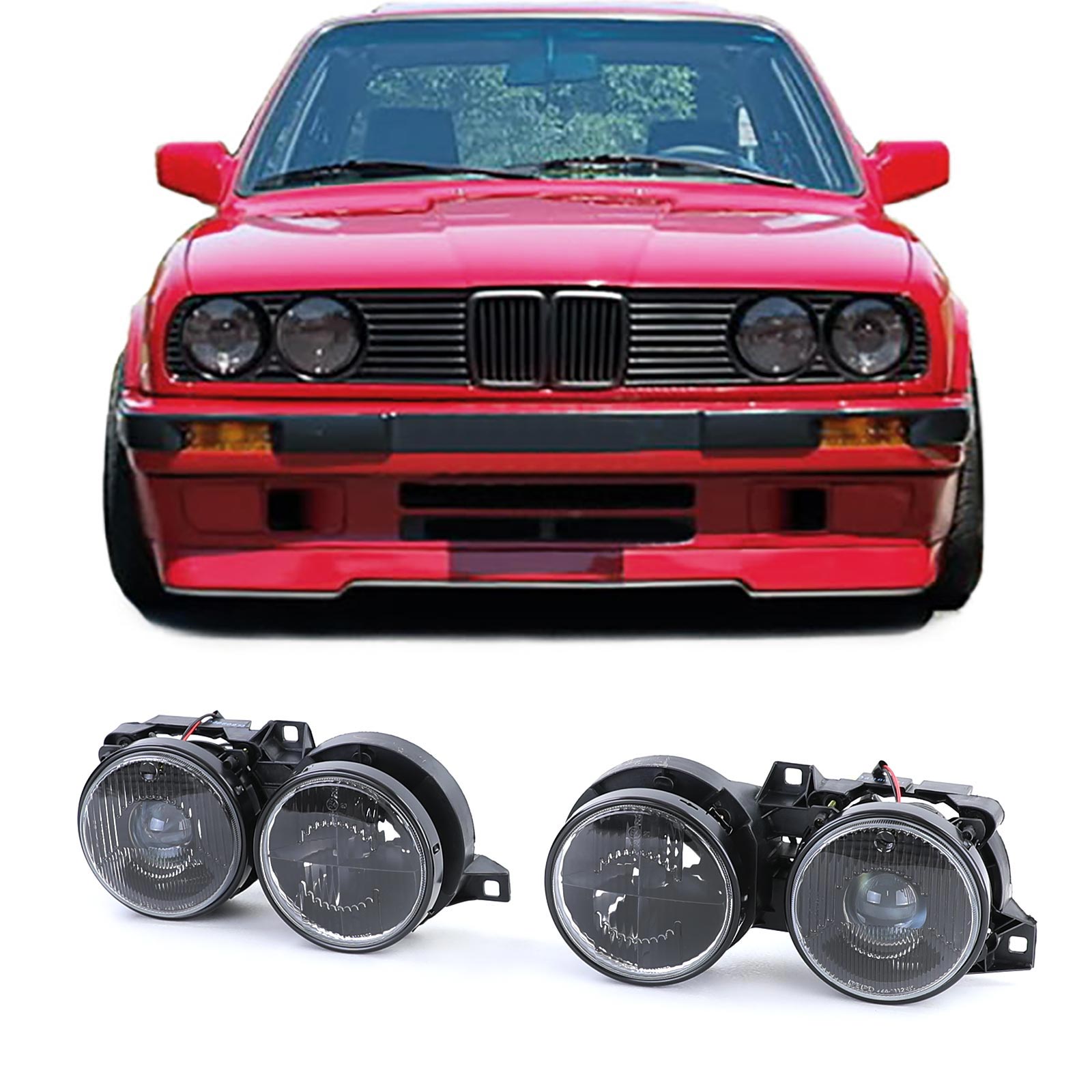Scheinwerfer Schwarz Smoke H1 Links + Rechts für BMW 3er E30 ab 1987-1993