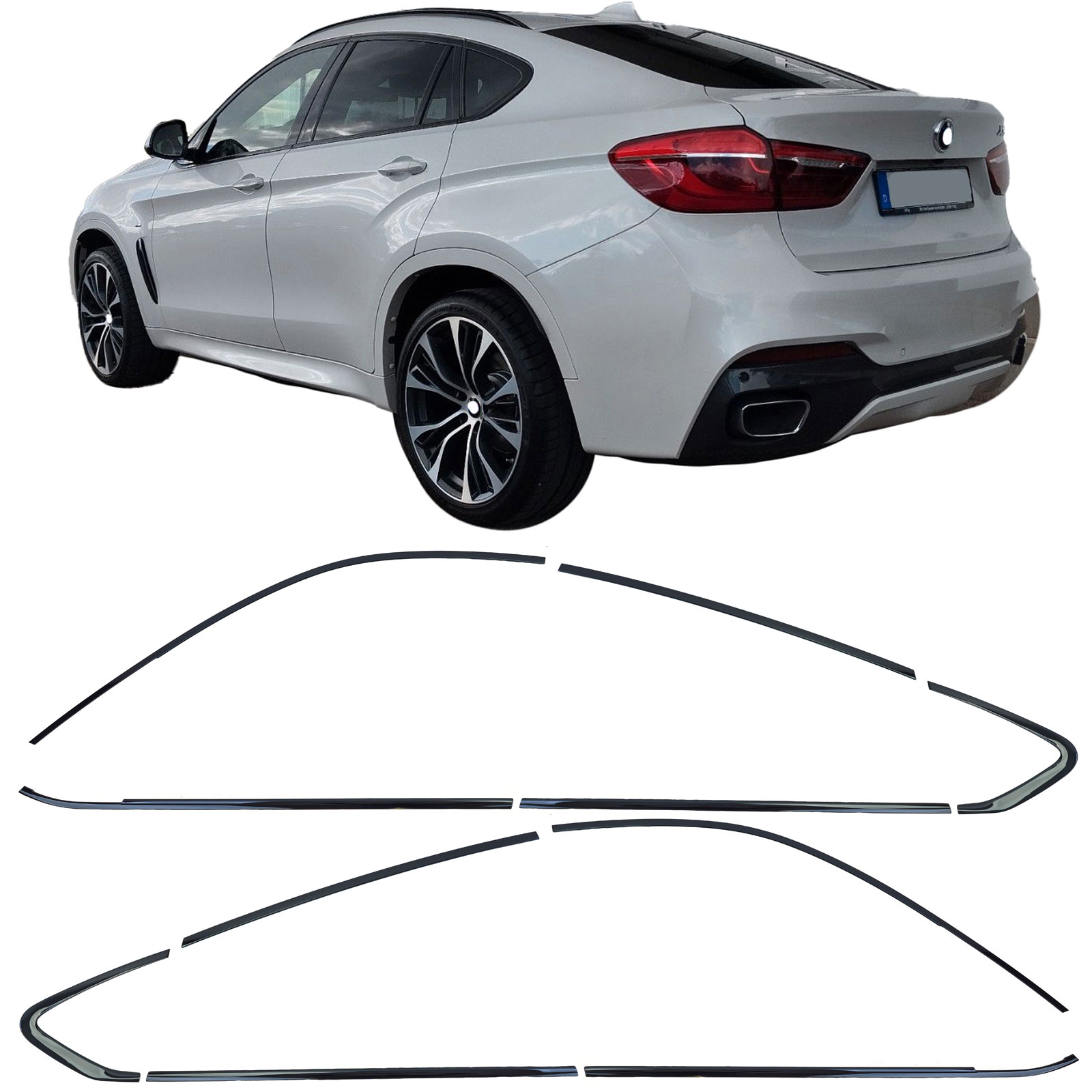 Shadow Line Zierleisten Fensterleisten Fensterrahmen Schwarz Glanz für BMW X6 F16 ab 2014-2019