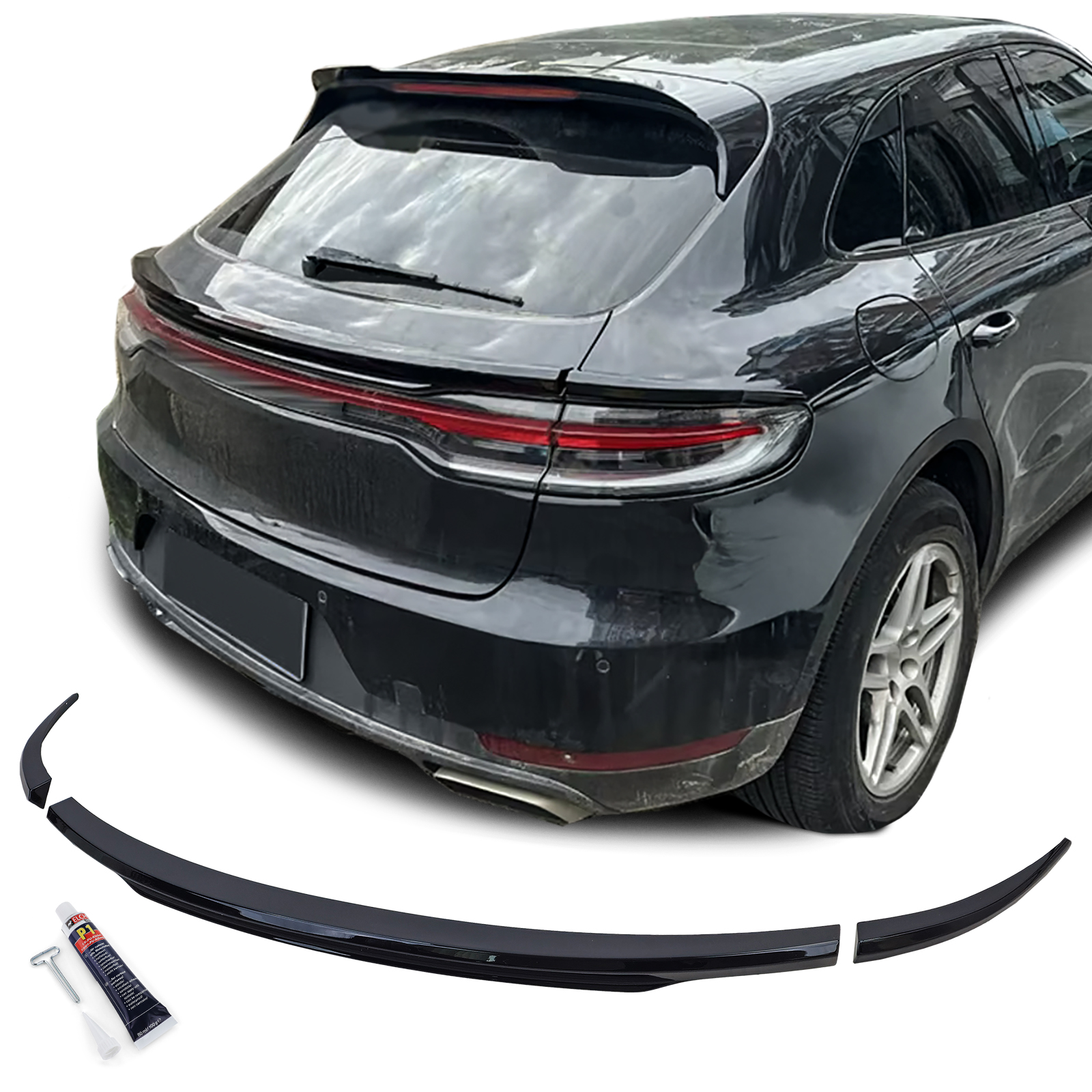 Heckspoiler Spoilerlippe Schwarz Glanz für Porsche Macan 2018-2021