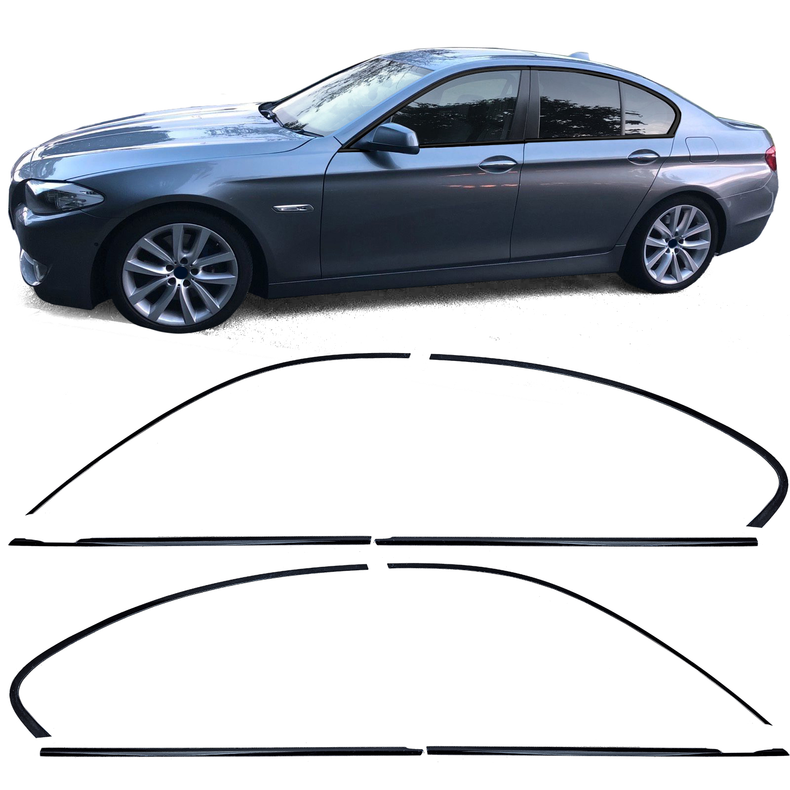 Shadow Line Zierleisten Fensterleisten Fensterrahmen Schwarz Glanz für BMW 5er F10 Limousine 2010-2017