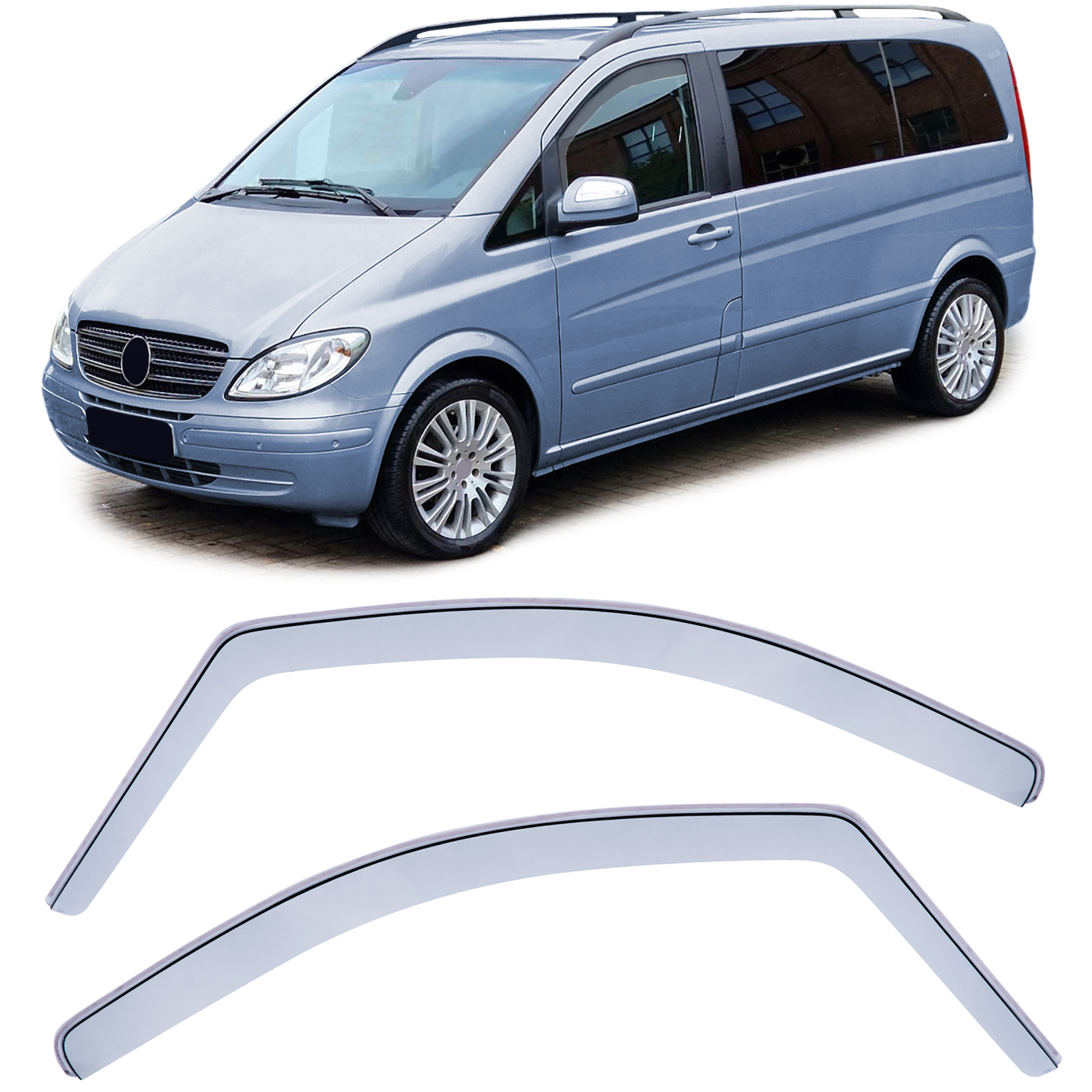 Windabweiser Regenabweiser Fenster Windschutz Hell für Mercedes Vito Viano W639 2003-2013