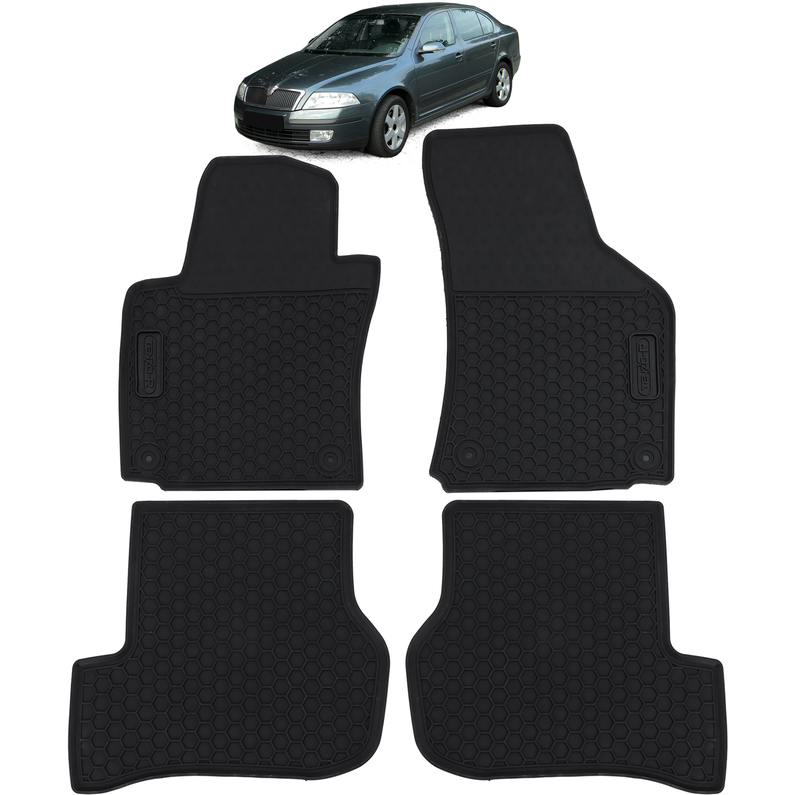 Premium Gummi Fußmatten Gummifußmatten VORN + HINTEN für Skoda Octavia II 1Z ab 2004-2013